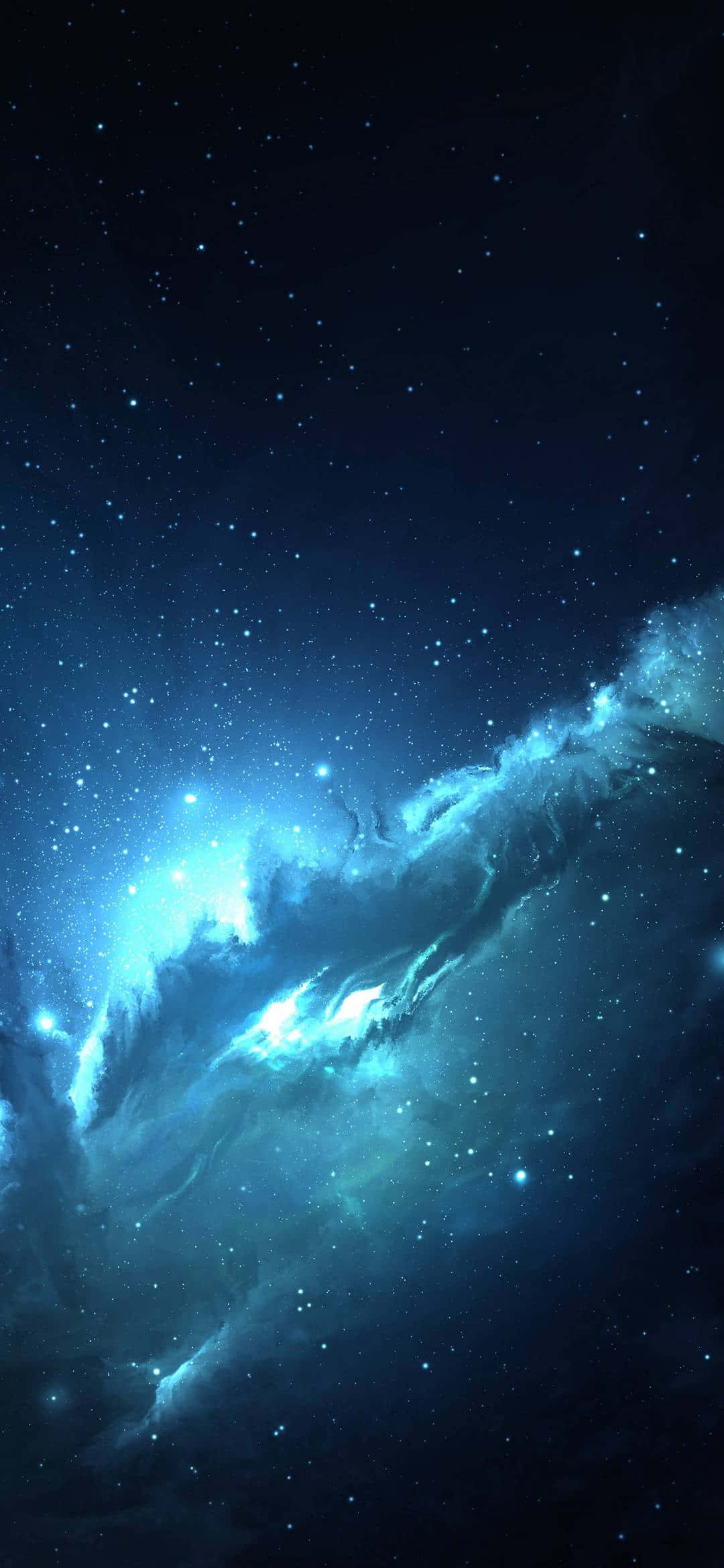 1080x2340 4K नियॉन नीला नेबुला वॉलपेपर