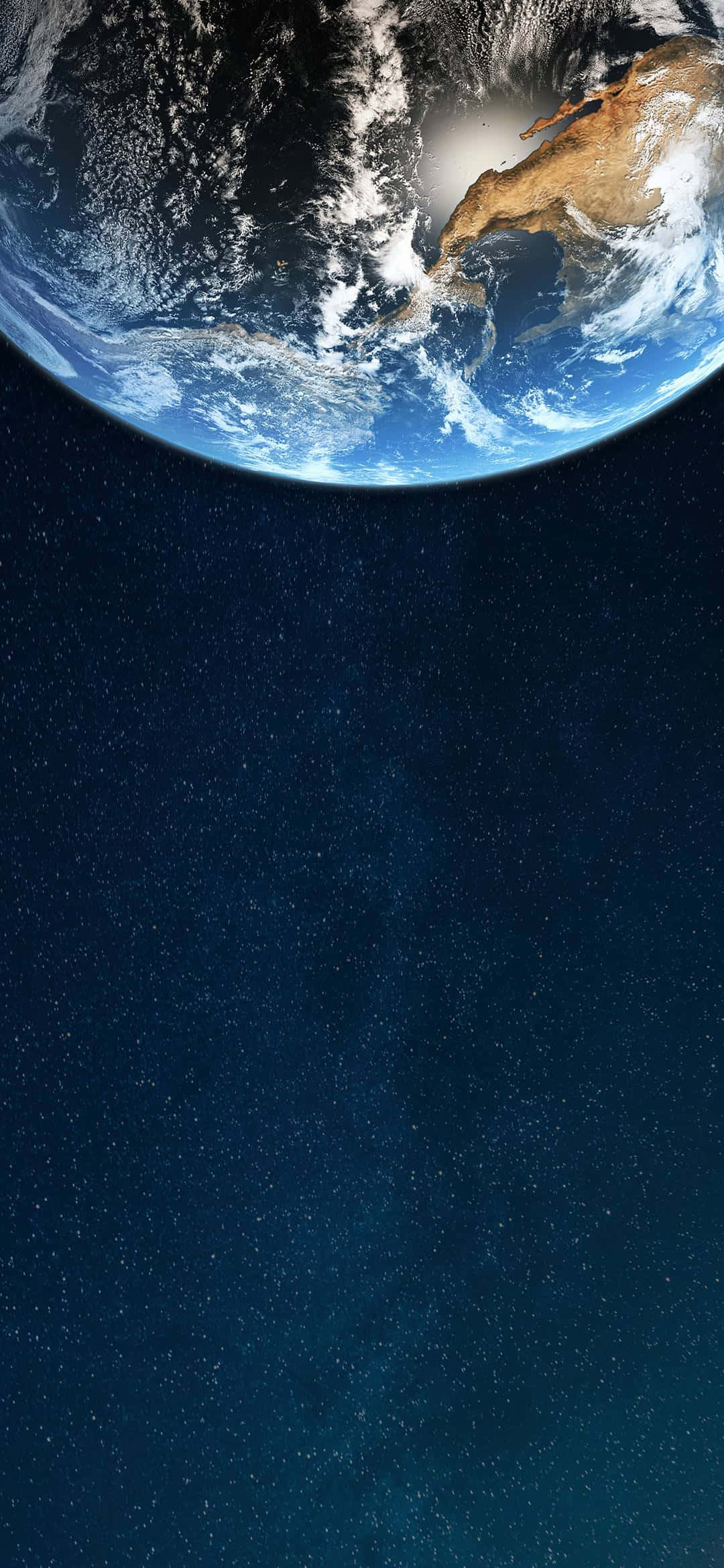 1080x2340 4K आधा पृथ्वी अंतरिक्ष पृष्ठभूमि वॉलपेपर