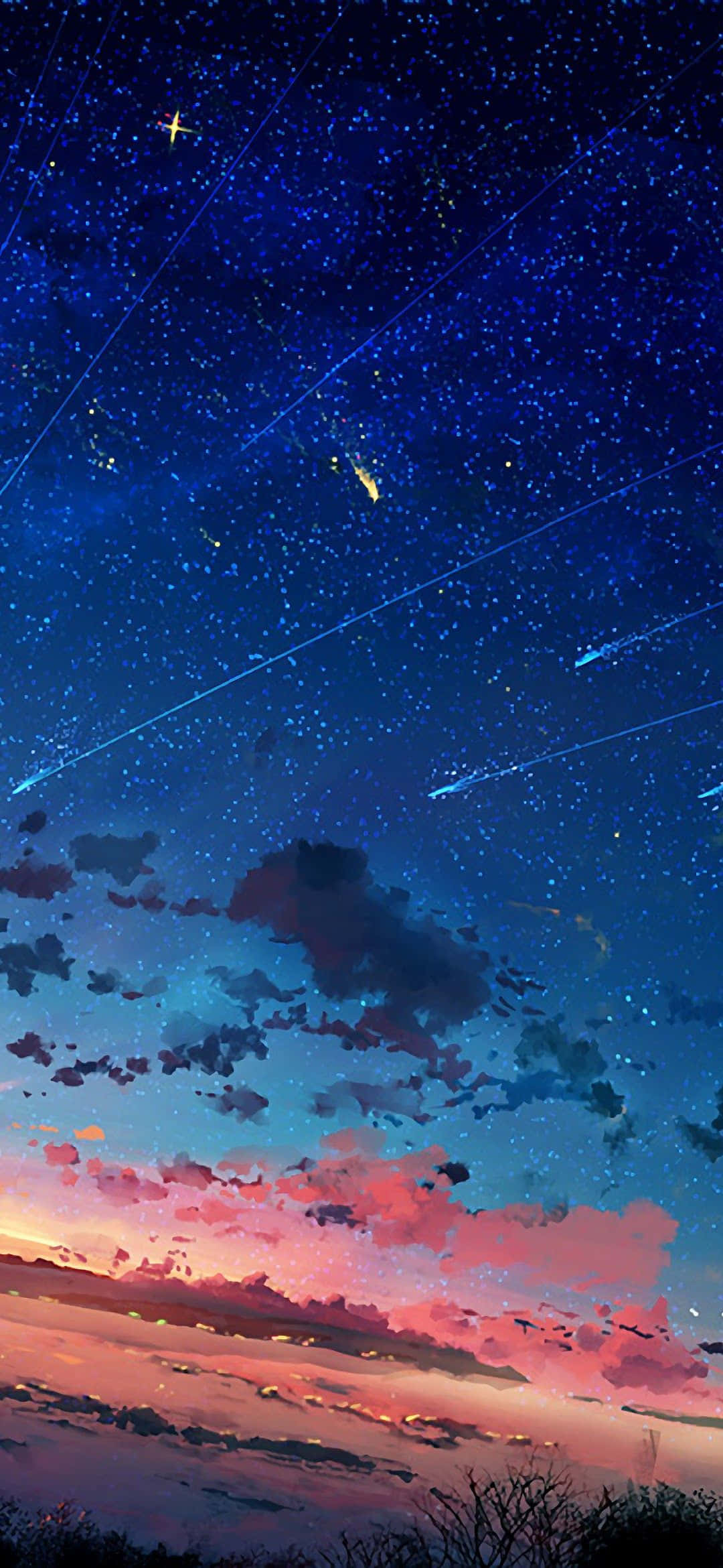 1080x2340 4K एनीमे स्टार सनसेट स्काई वॉलपेपर