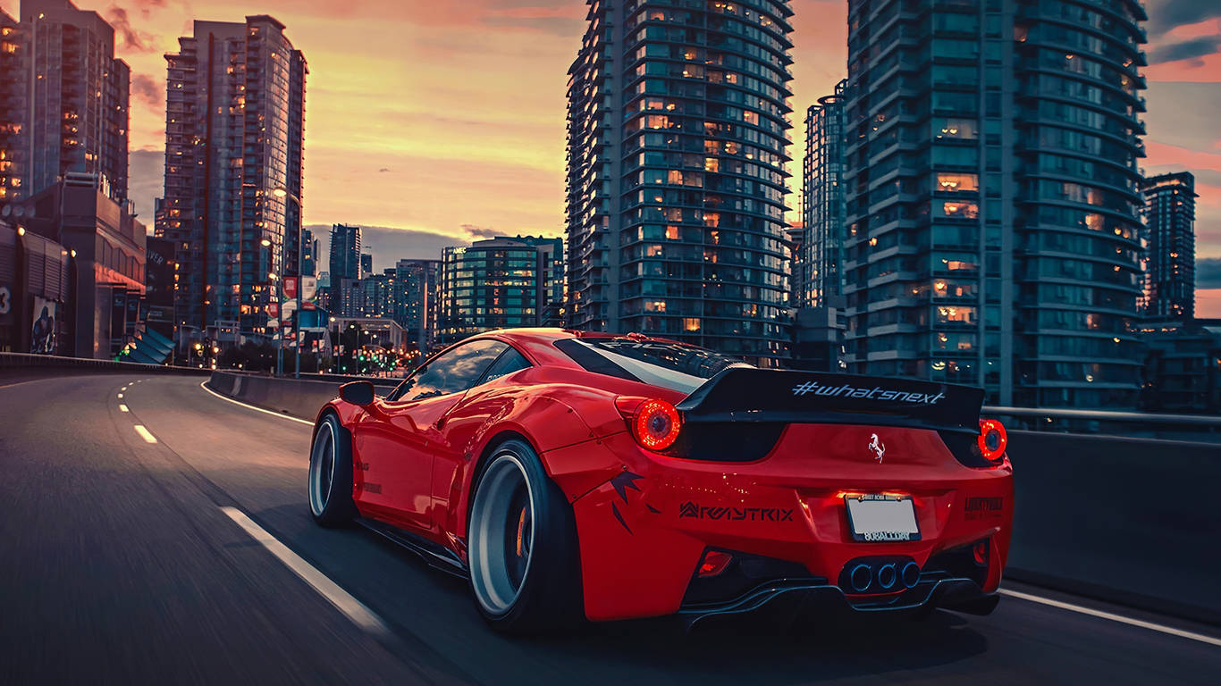 कूल सिटी 1366x768 Ferrari HD वॉलपेपर