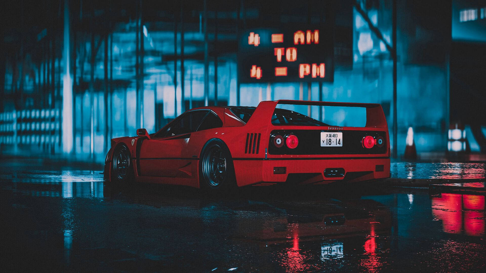 1920x1080 फेरारी F40 पीछे का दृश्य वॉलपेपर