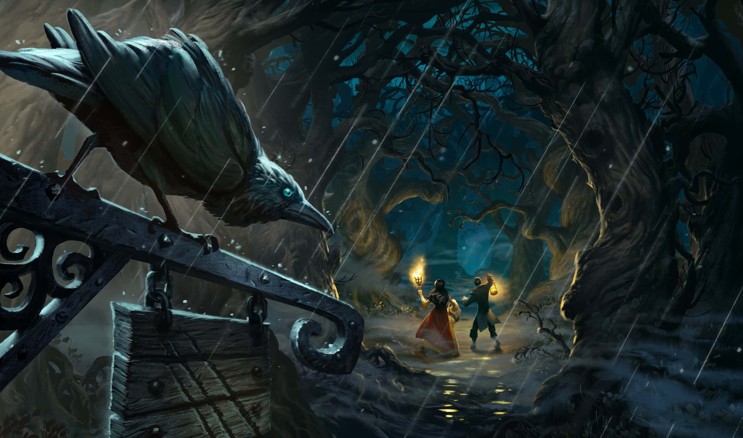 2440x1440 Hearthstone डरावना विचवुड बैकग्राउंड वॉलपेपर