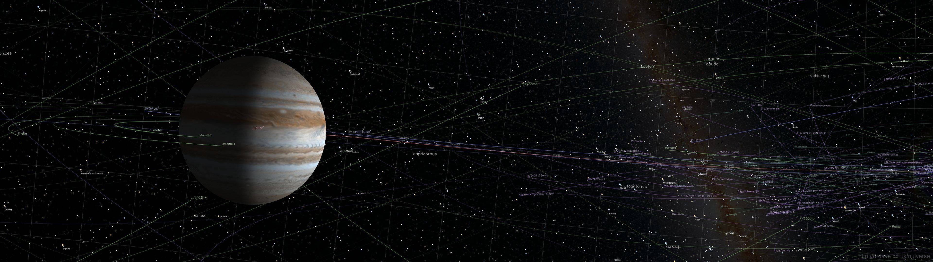 3840x1080 HD डुअल मॉनिटर बृहस्पति वॉलपेपर