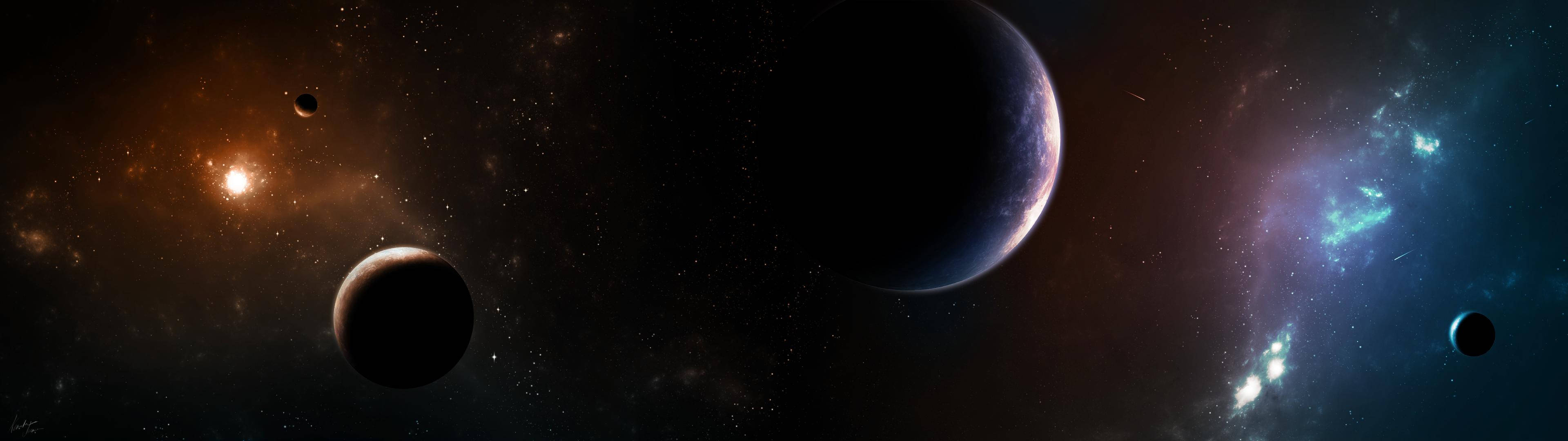 3840x1080 HD ड्युअल मॉनिटर गैलेक्सी वॉलपेपर
