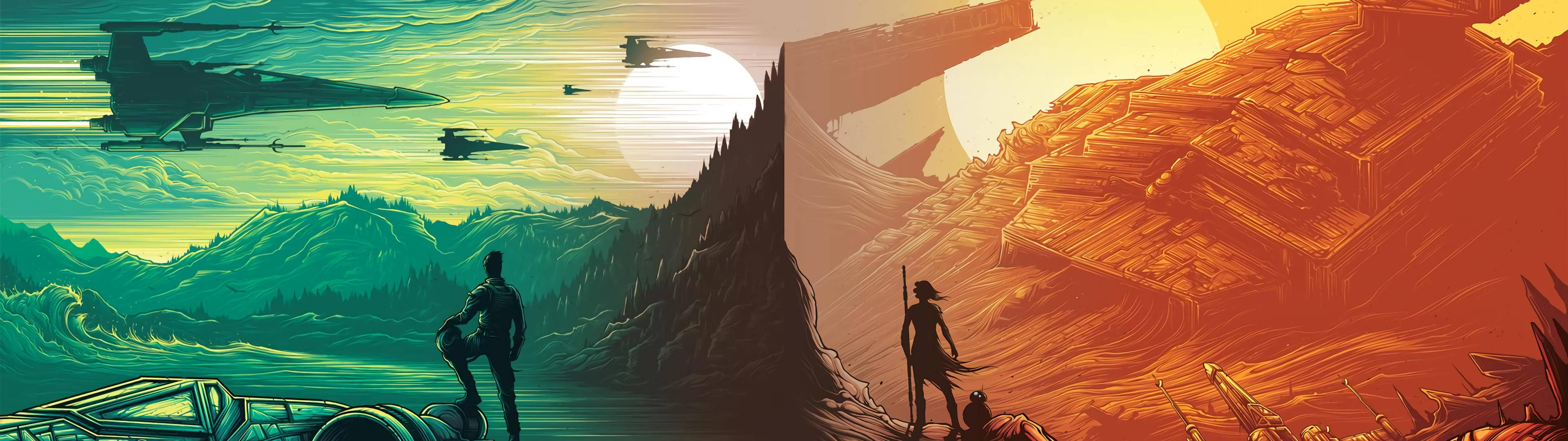 3840x1080 HD डुअल मॉनिटर स्टार वॉर्स आर्ट — स्टार वॉर्स वॉलपेपर