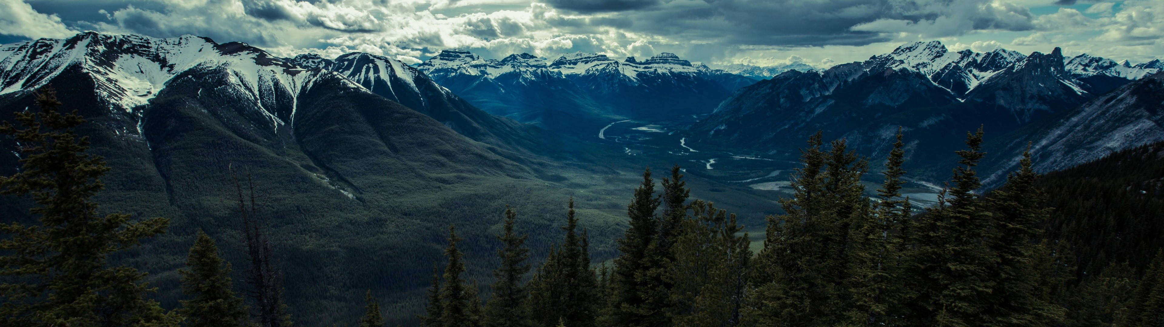 3840x1080 HD डुअल मॉनिटर पर्वत वॉलपेपर