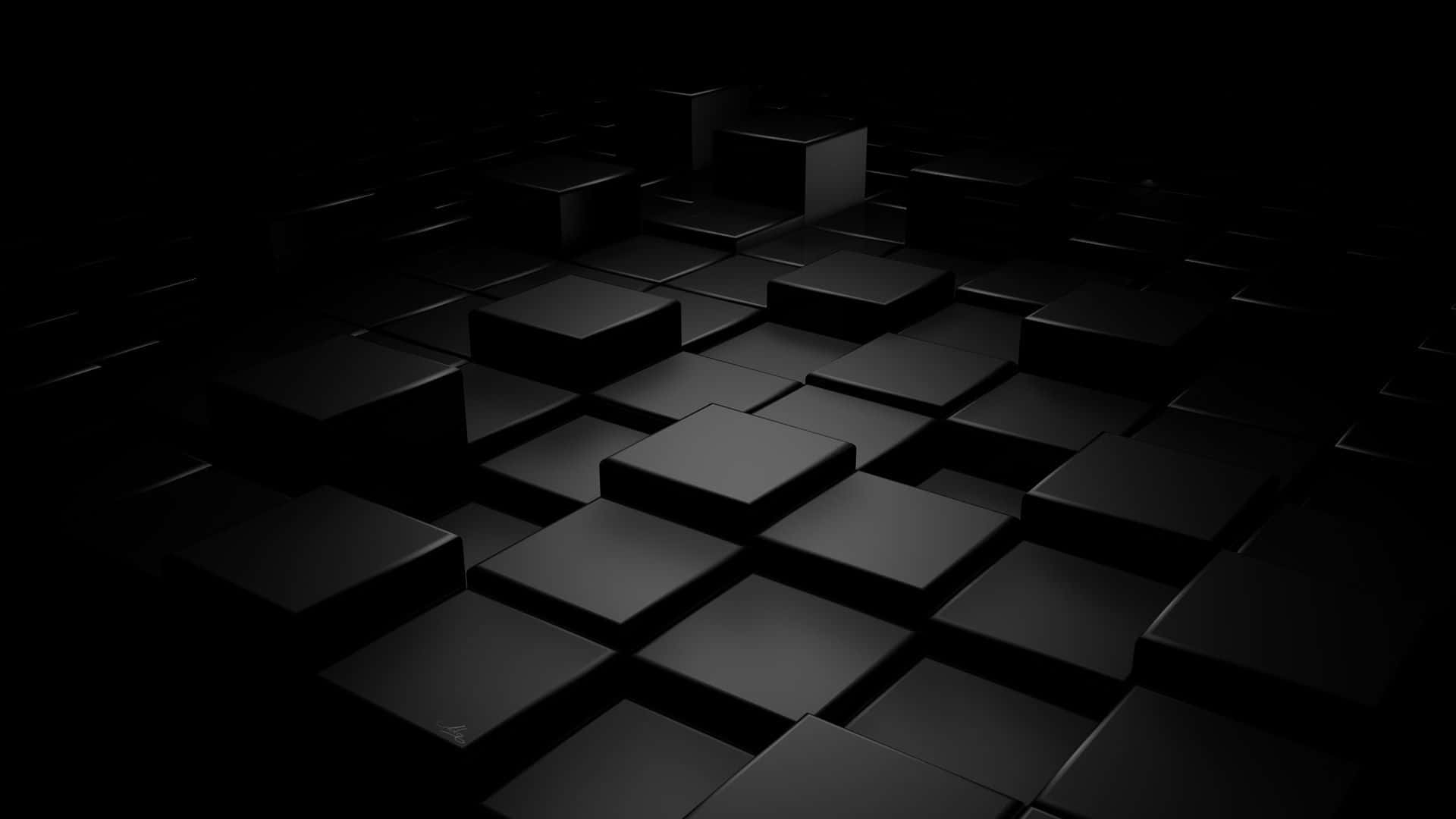 3D क्यूब्स का विलय पूरी तरह से काले बैकग्राउंड पर वॉलपेपर