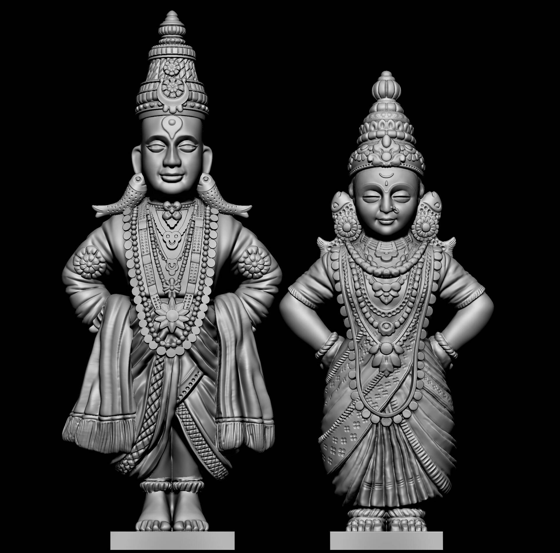 विठ्ठल रुक्मिणी 3D मूर्तियाँ वॉलपेपर