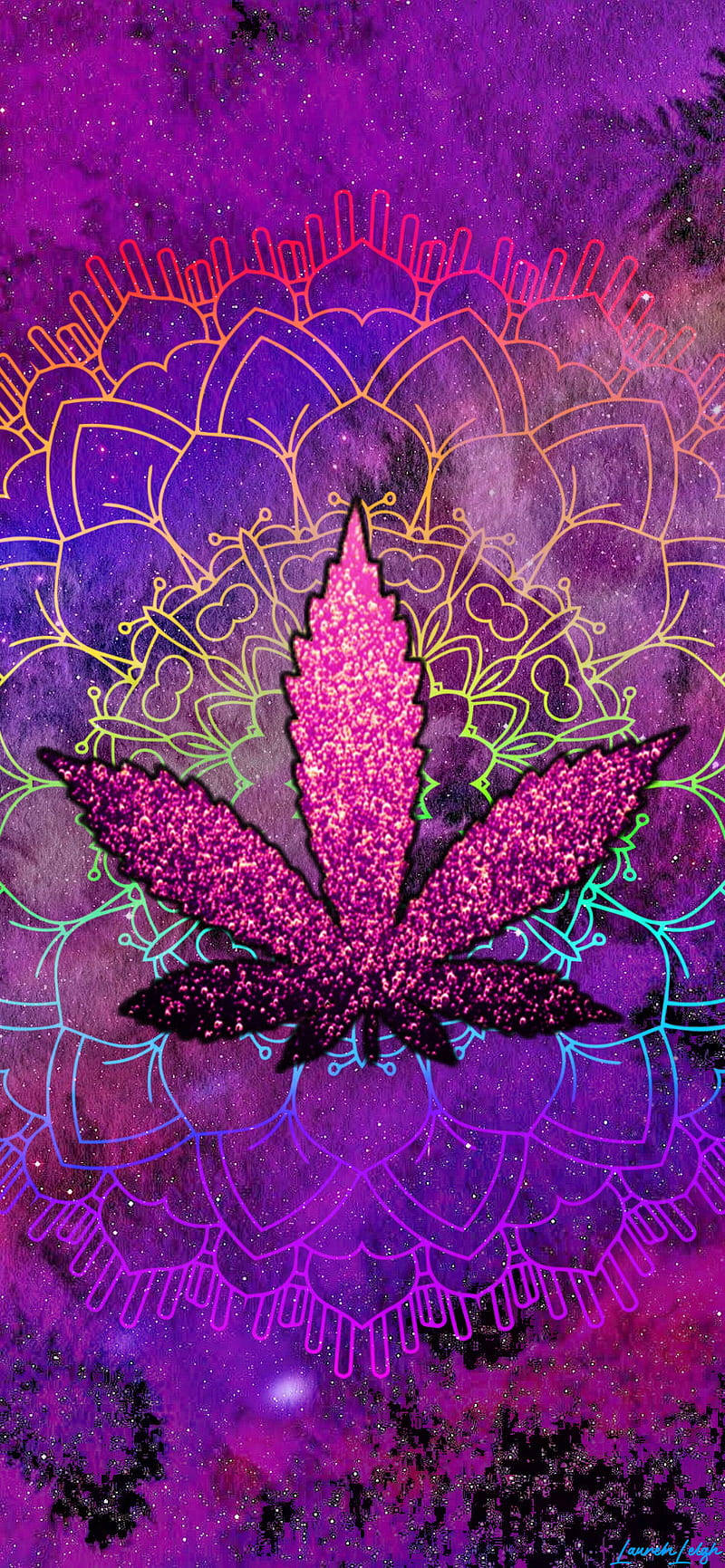420 बैंगनी ग्लिटर वीड वॉलपेपर