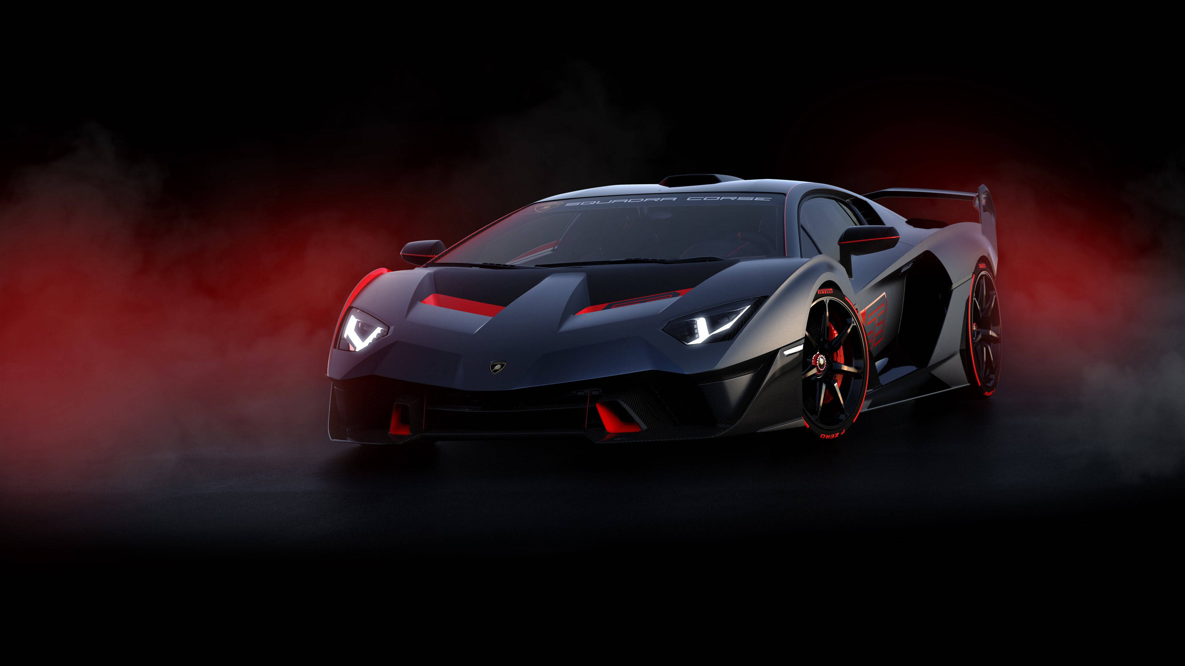 कार 4K मैट ब्लैक लेम्बोर्गिनी वॉलपेपर