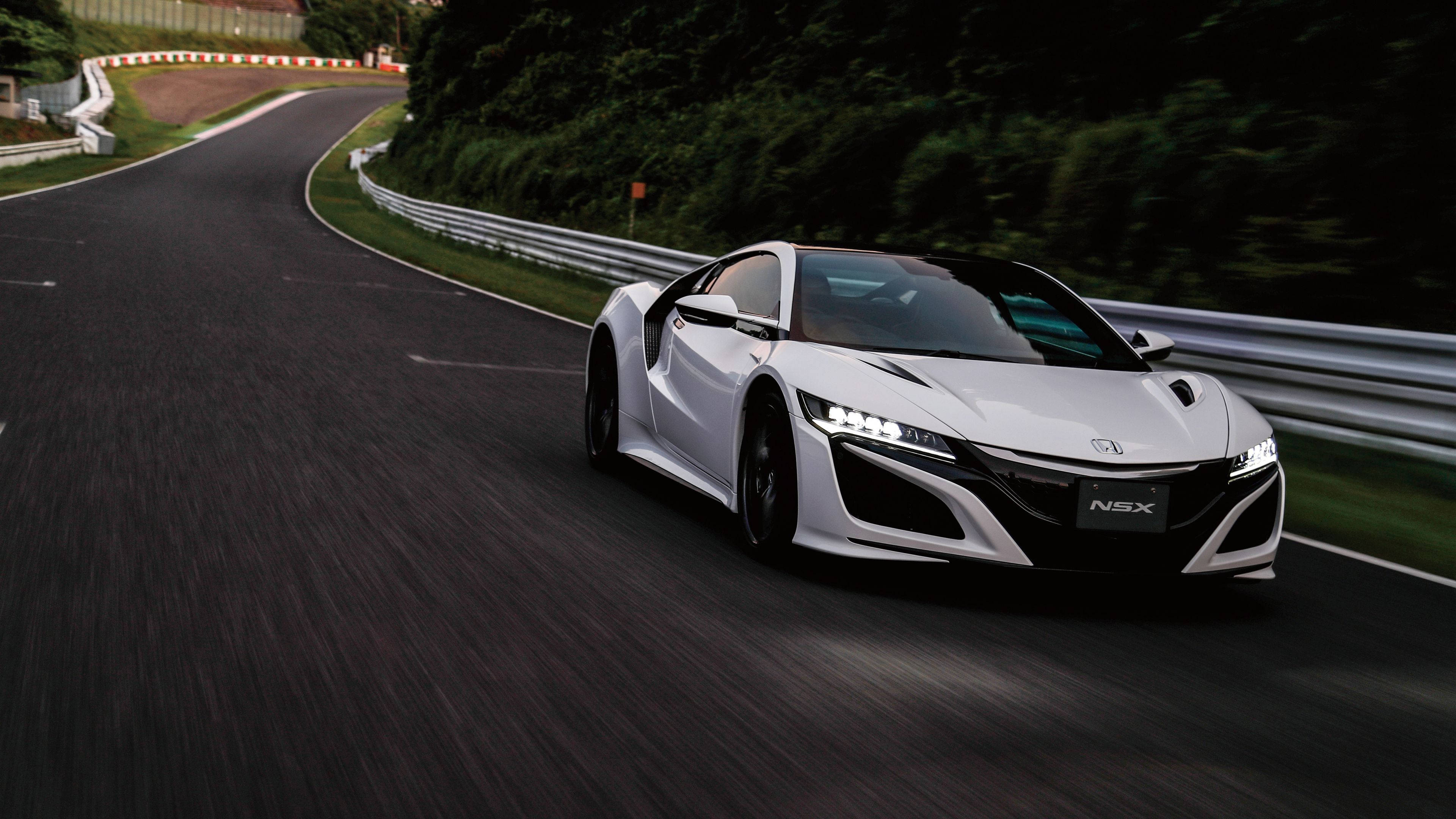 कार 4K पर्ल व्हाइट Honda NSX वॉलपेपर