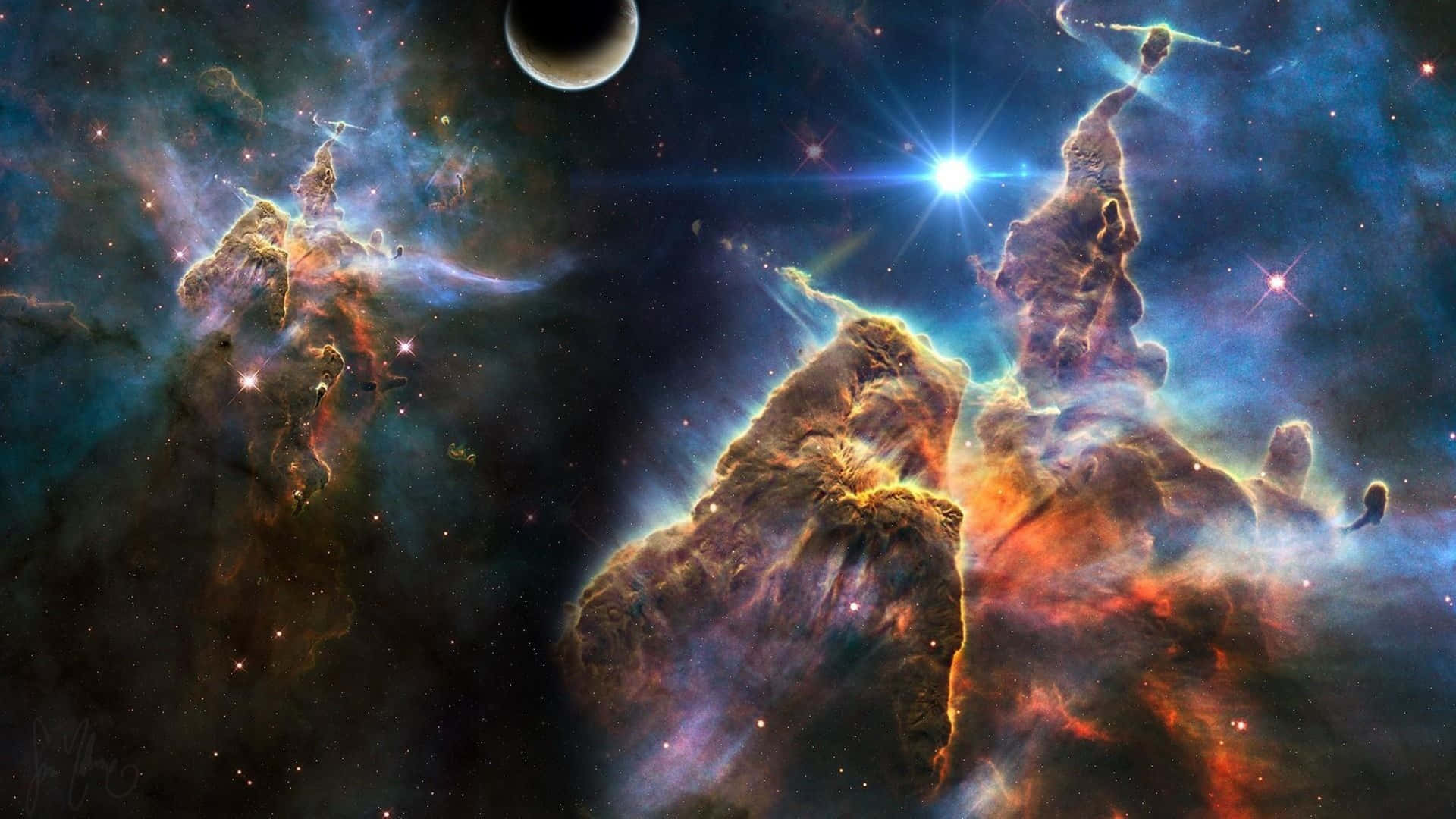 4k ब्रह्मांड के सृजन के स्तंभ — आकाशगंगा वॉलपेपर