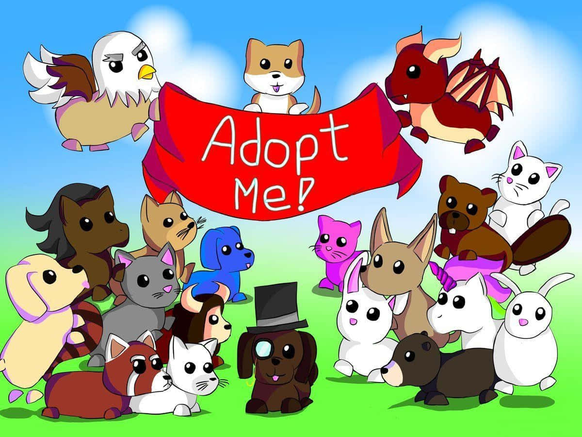 मनमोहक Adopt Me पृष्ठभूमि वीडियो गेम प्रशंसा कला वॉलपेपर