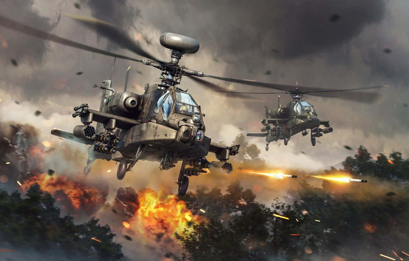 भव्य बोइंग AH-64 Apache - इंद्रधनुषी आकाश योद्धा वॉलपेपर