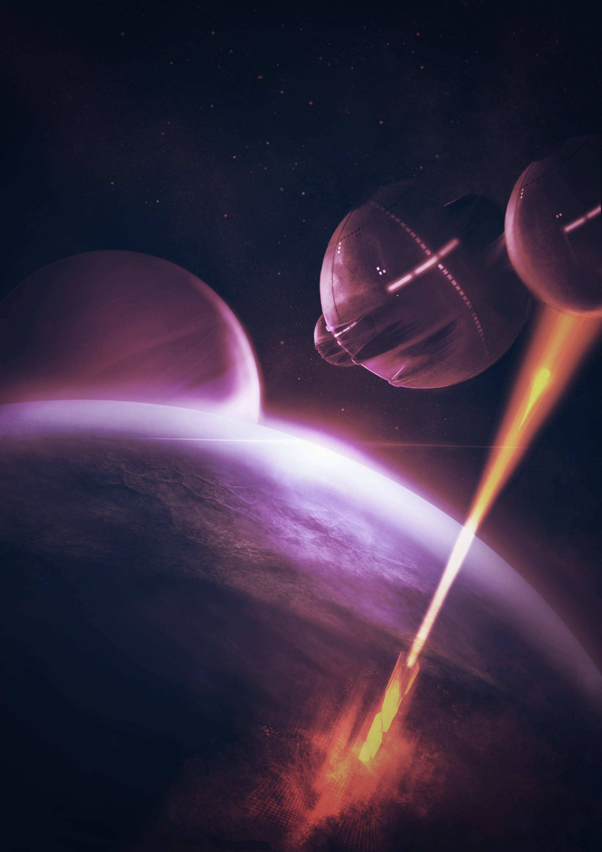 Alien ship attacking a city वॉलपेपर