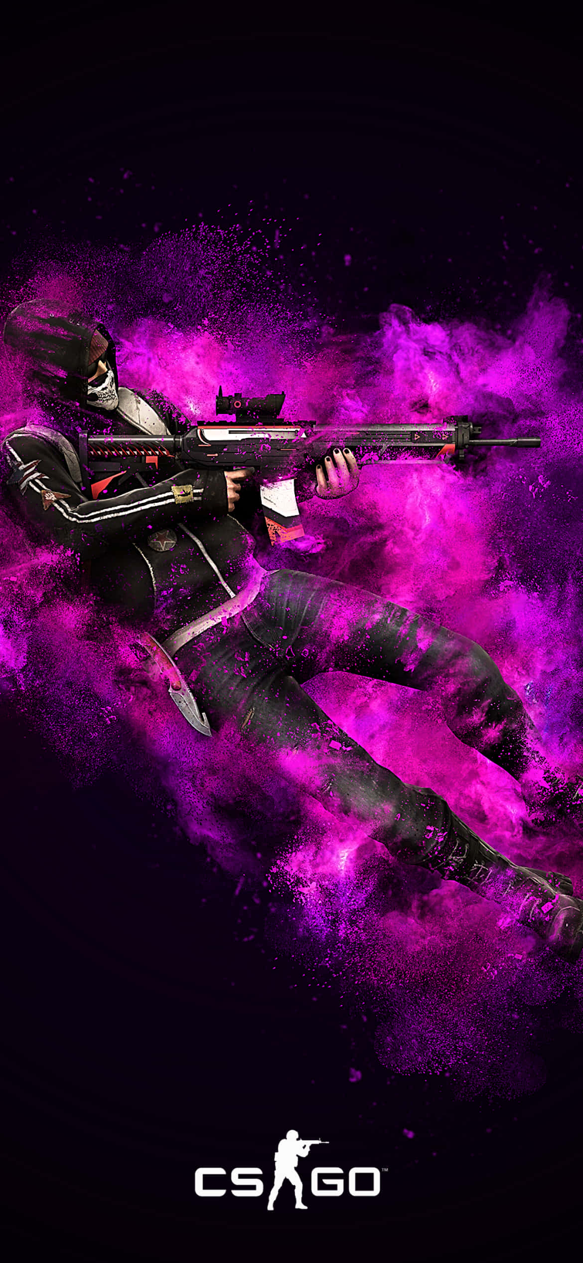 Android Counter-strike Global Offensive बैंगनी आभा वाला आतंकवादी बैकग्राउंड वॉलपेपर