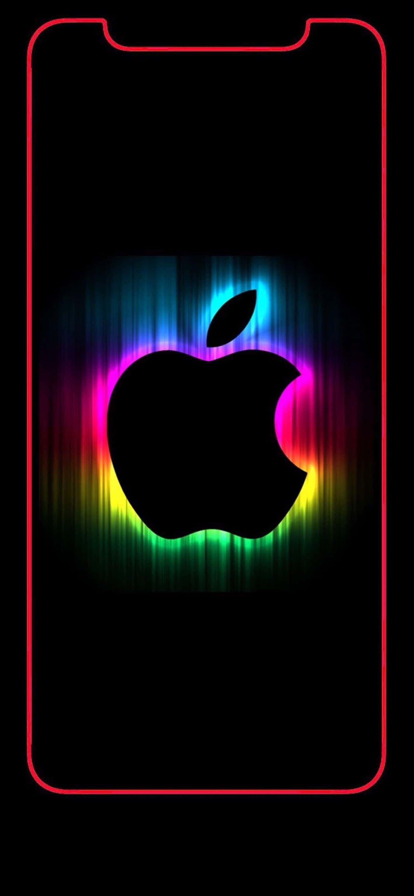नीयन इंद्रधनुष रोशनी वाला शानदार Apple HD iPhone वॉलपेपर