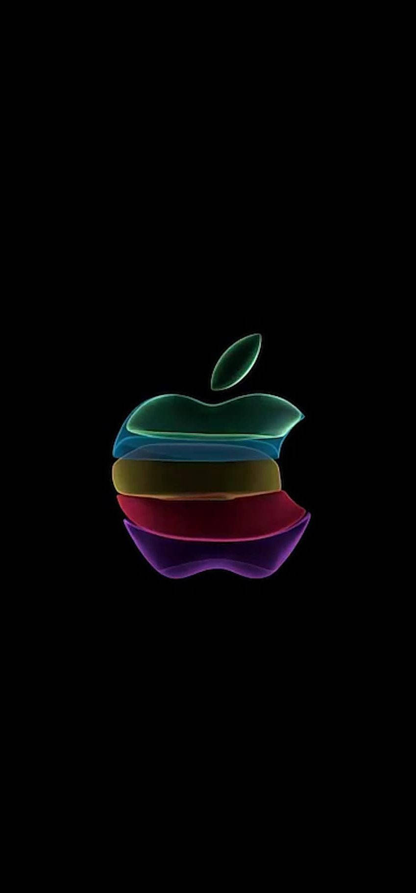 मिनिमलिस्ट रेनबो Apple लोगो iOS 11 वॉलपेपर