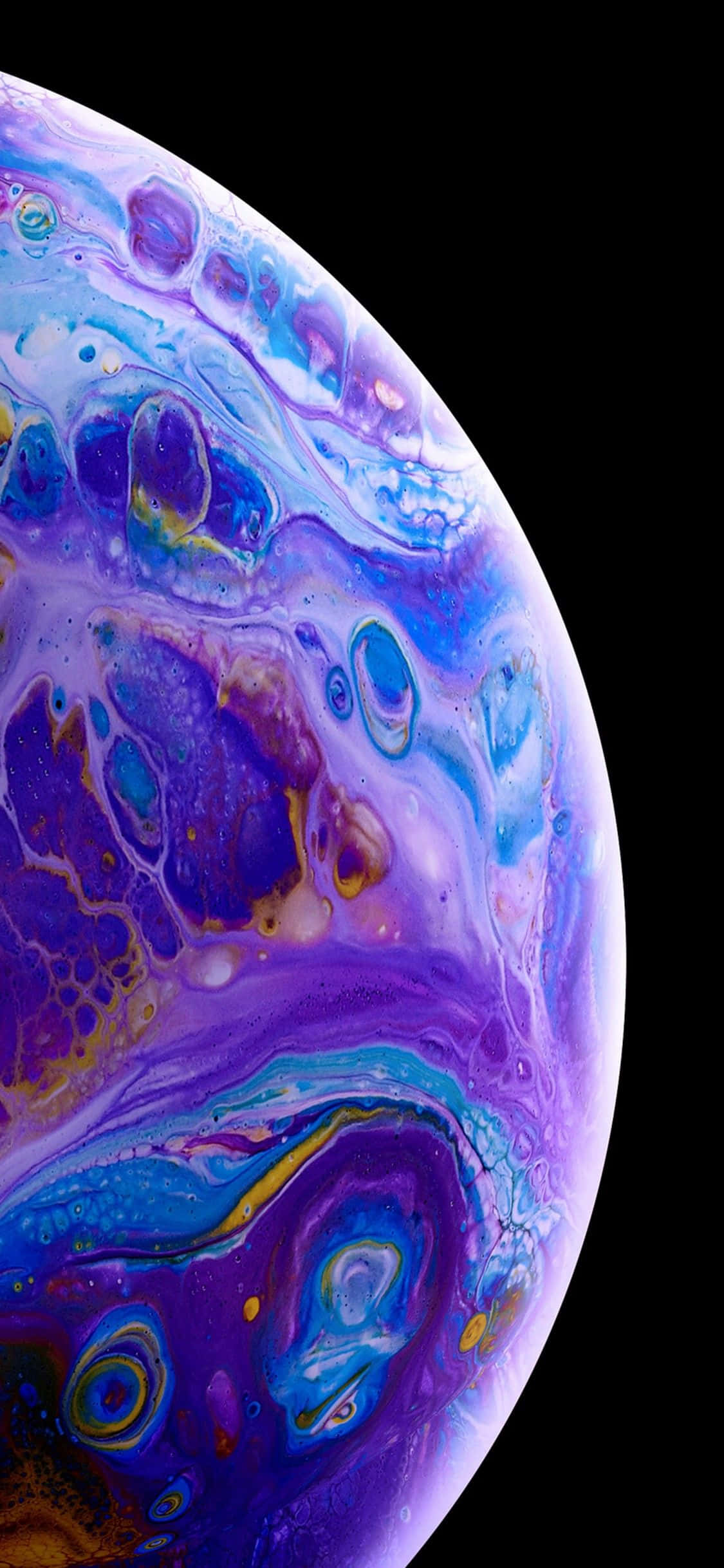 Apple iPhone XS बैंगनी नीला तरल बुलबुला वॉलपेपर