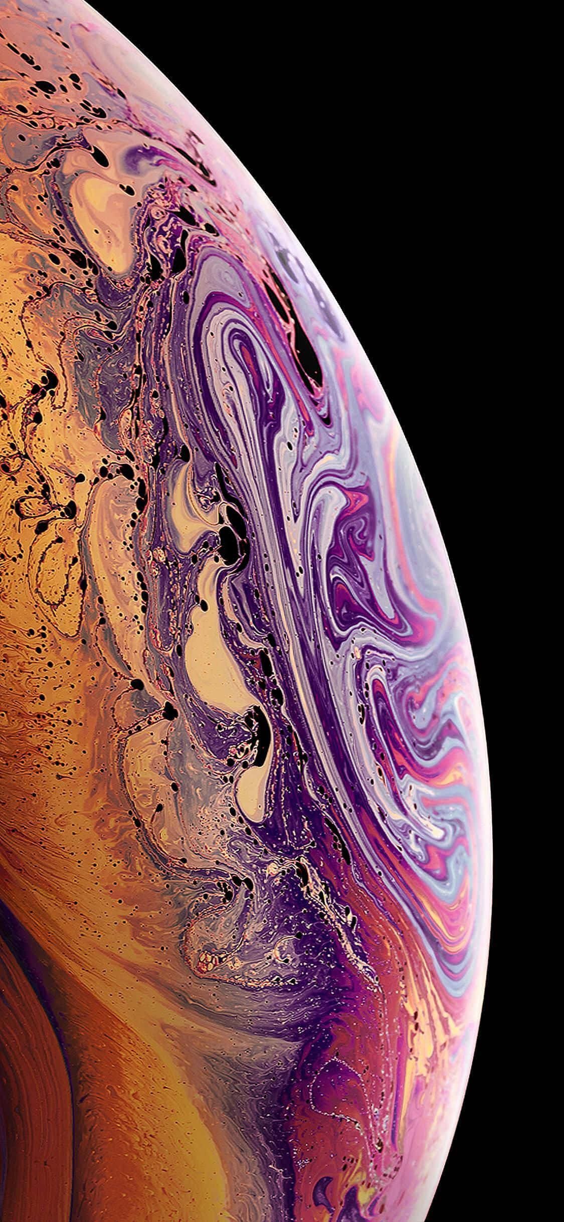 Apple iPhone XS पर्पल ग्रेडिएंट बबल वॉलपेपर