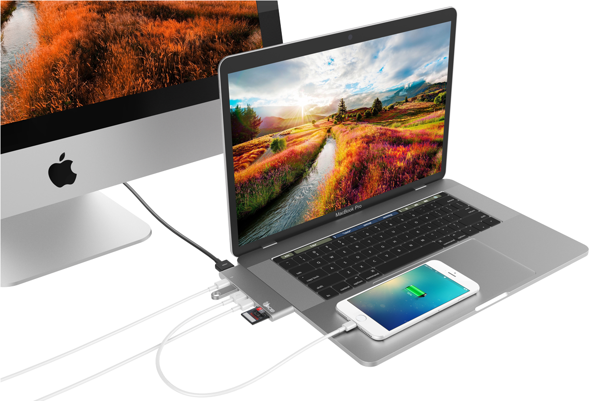 Apple Mac Book Pro, iPhone और Mac सेटअप वॉलपेपर