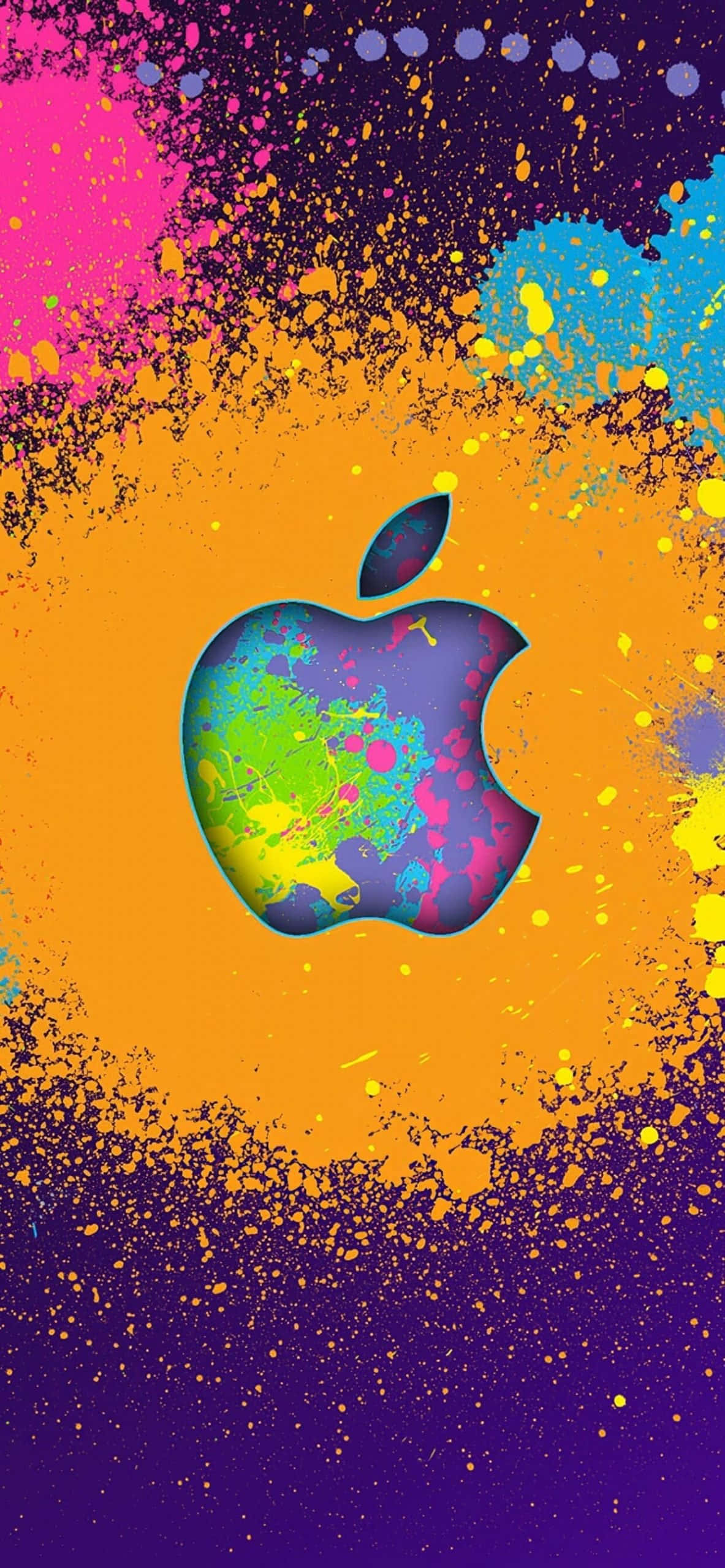 Apple लोगो पेंट स्प्लैश iPhone XS वॉलपेपर
