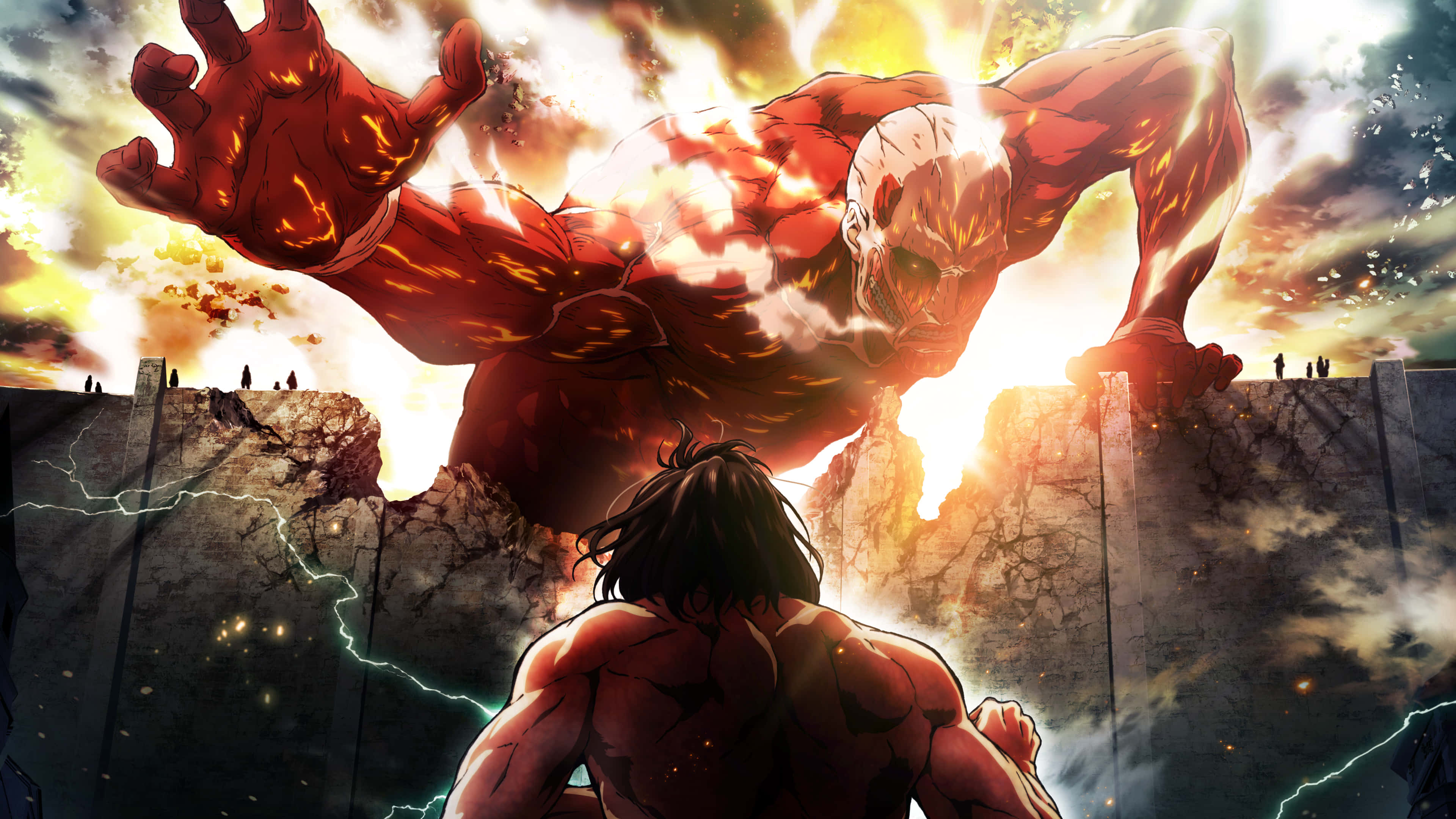 मानवता को बचाने का संघर्ष: रोमांचक एनीमे सीरीज़ Attack on Titan वॉलपेपर