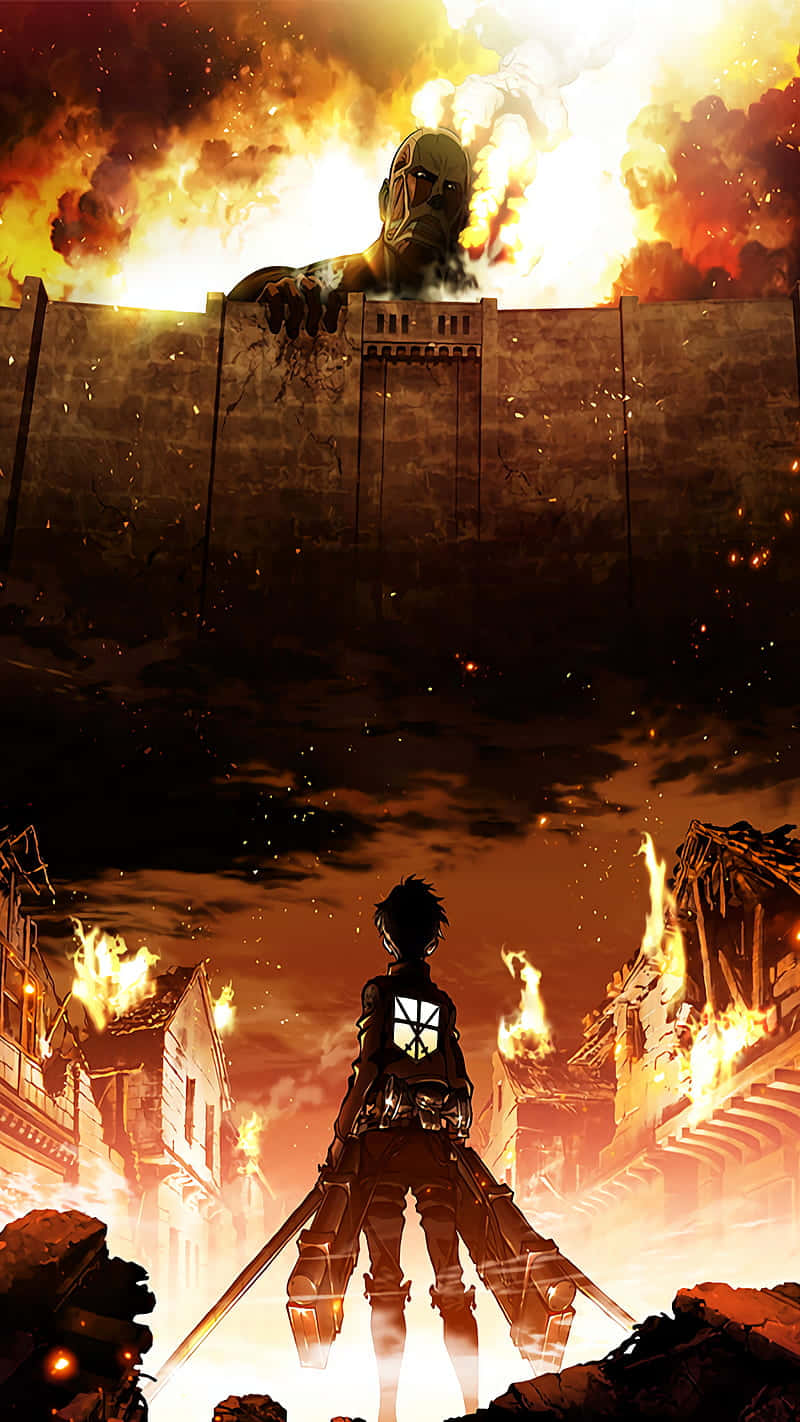 Attack On Titan एनीमे जलता शहर विशाल वॉलपेपर