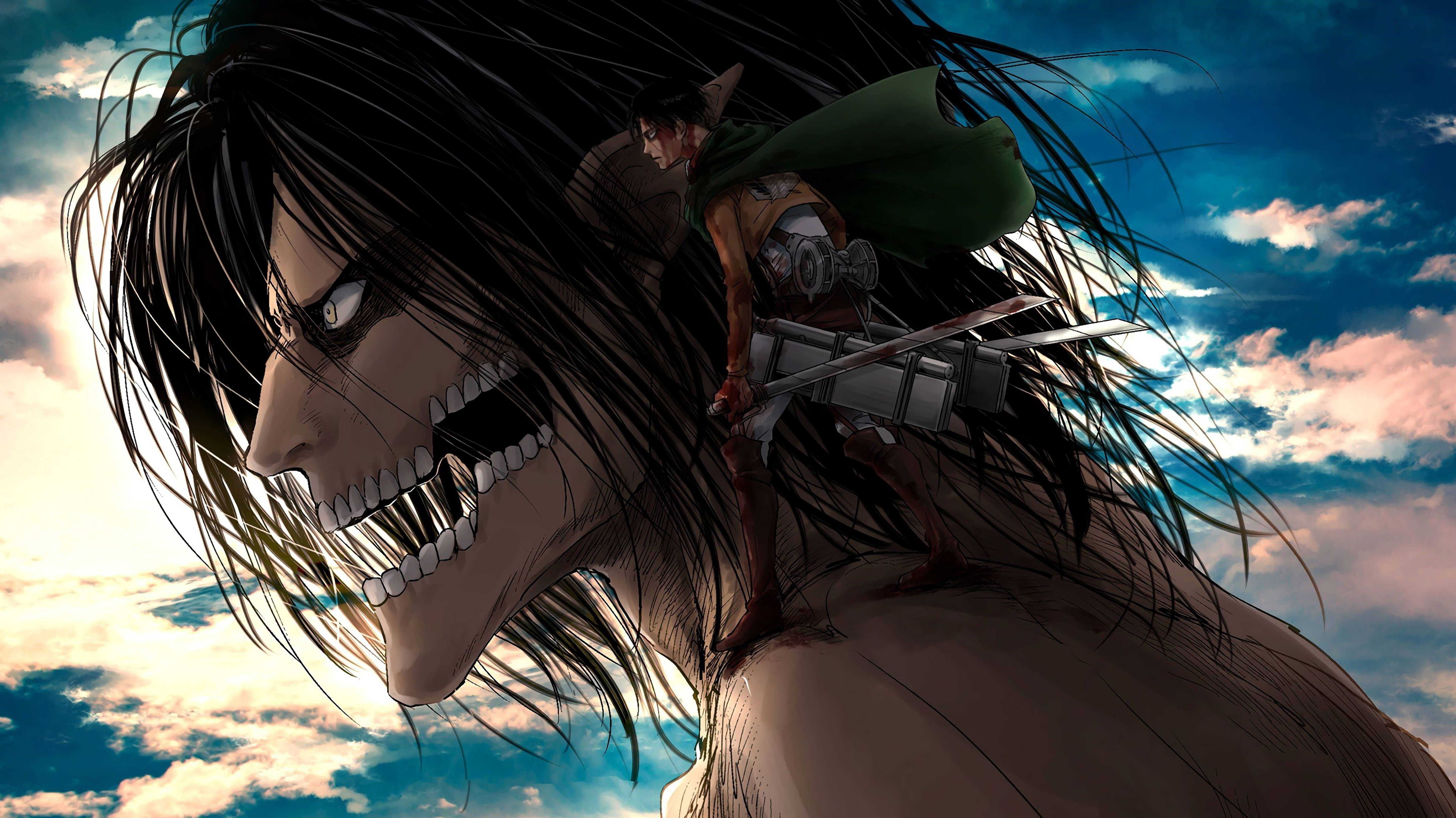 Attack On Titans 4K एरेन येगर ऑन टाइटन वॉलपेपर