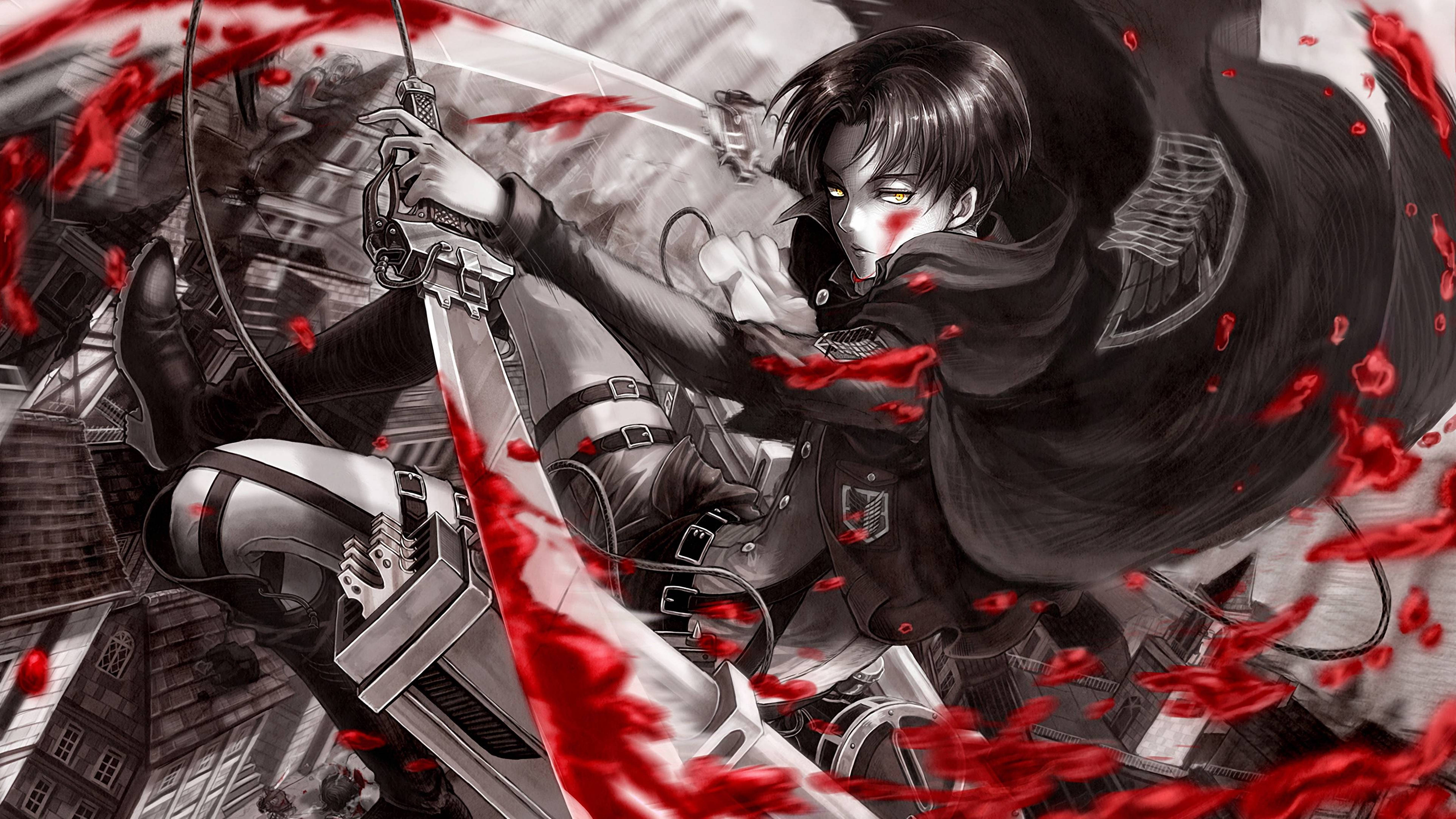 Attack On Titans 4K Eren Yeager खूनी तलवार वॉलपेपर