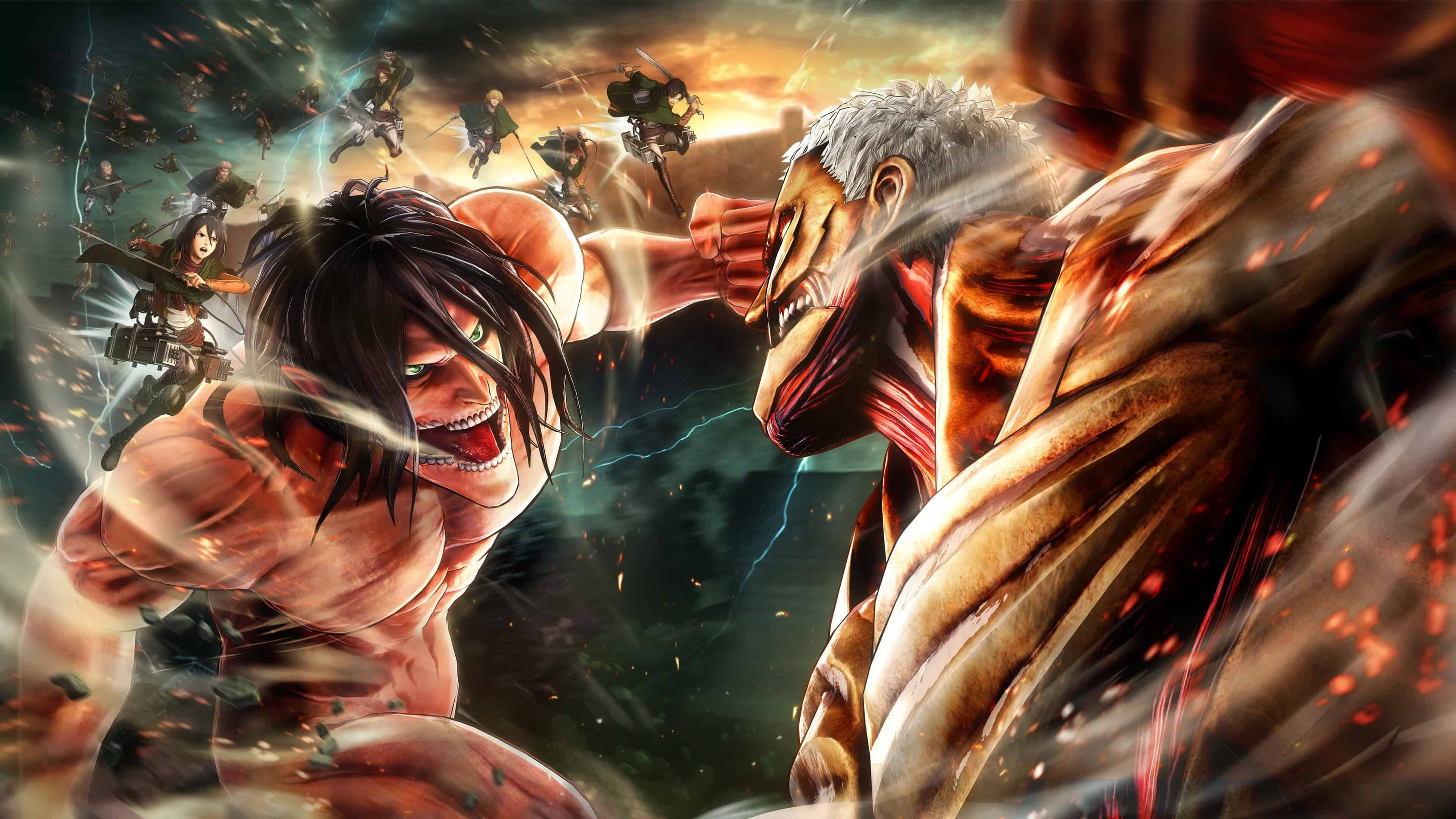 Attack On Titans 4K टाइटन लड़ाई वॉलपेपर