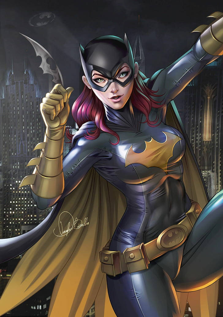 Batgirl बैटमैन अरखम नाइट के लिए पोज़ देती हुई iPhone वॉलपेपर
