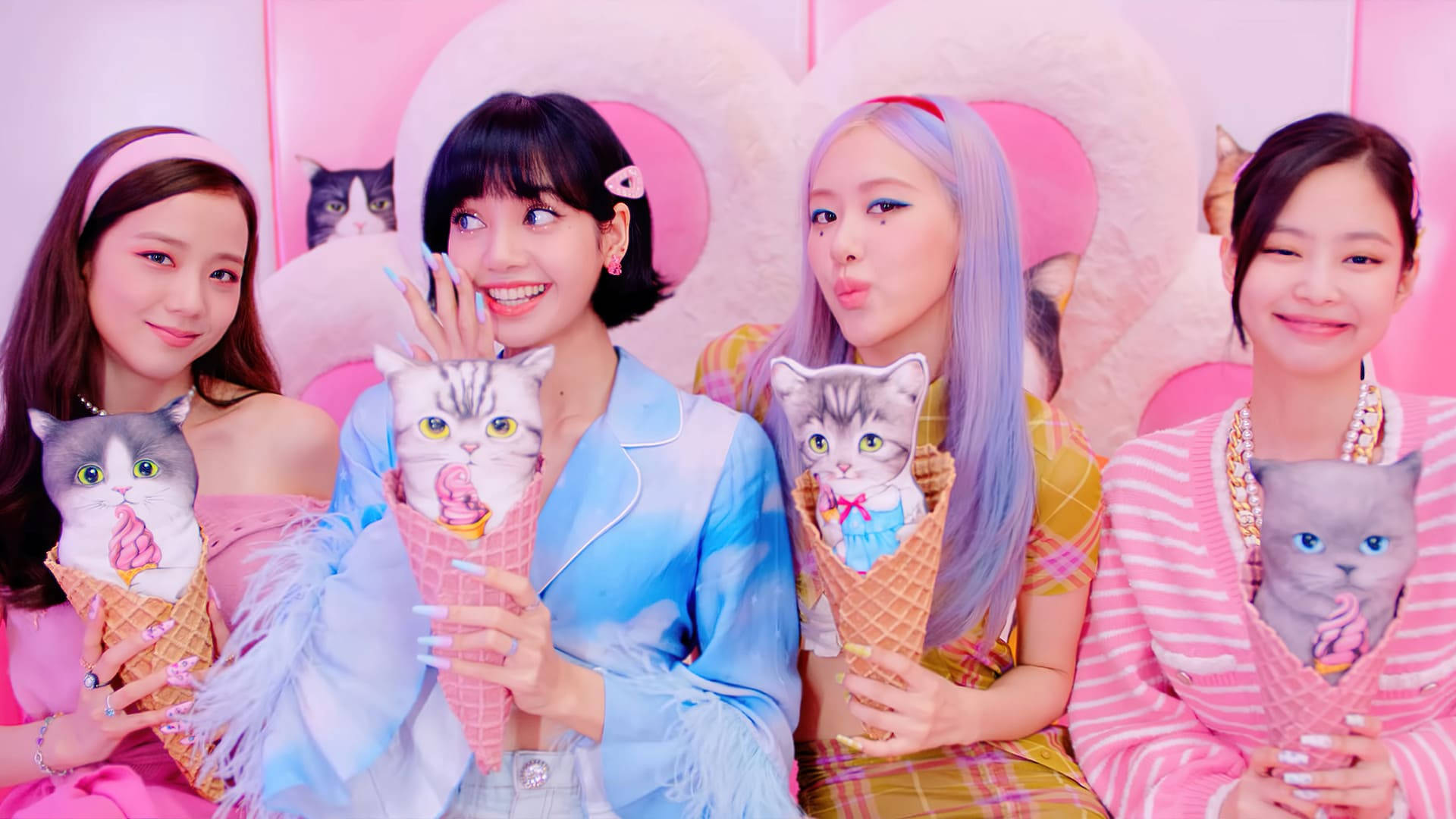 Blackpink क्यूट आइसक्रीम म्यूजिक वीडियो शूट वॉलपेपर