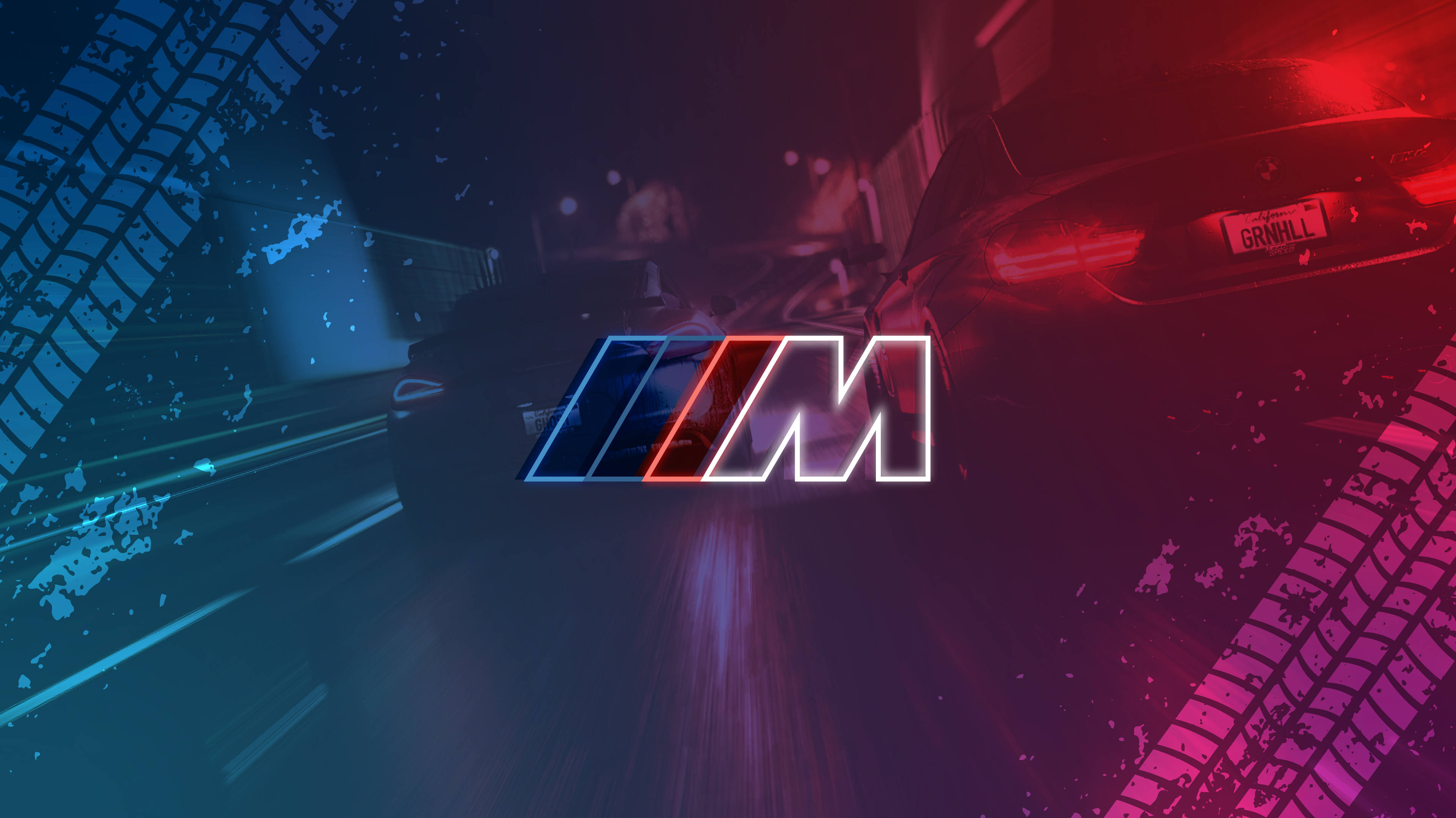 कारों के टायर के निशान BMW M लोगो वॉलपेपर