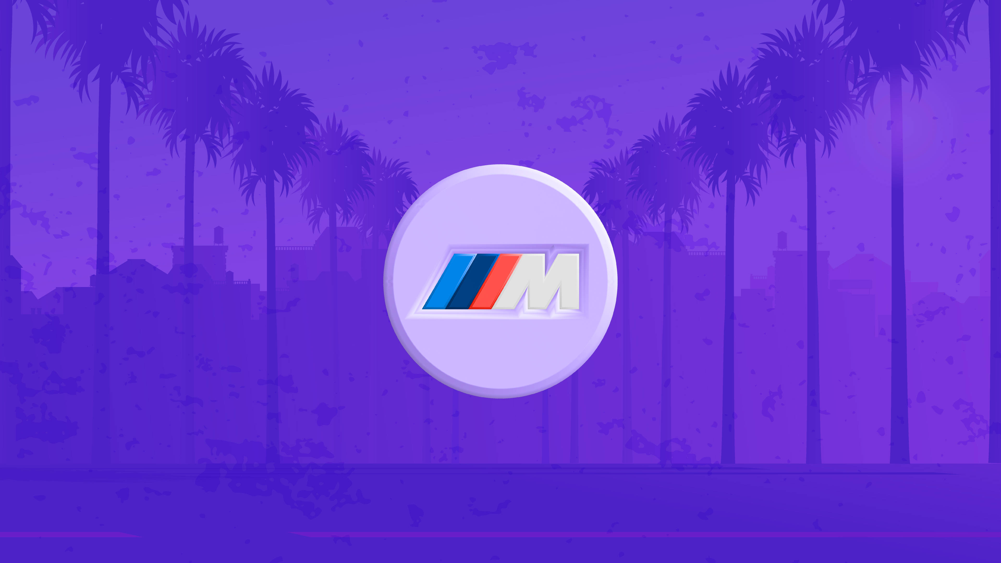 BMW M लोगो बैंगनी ताड़ के पेड़ वॉलपेपर