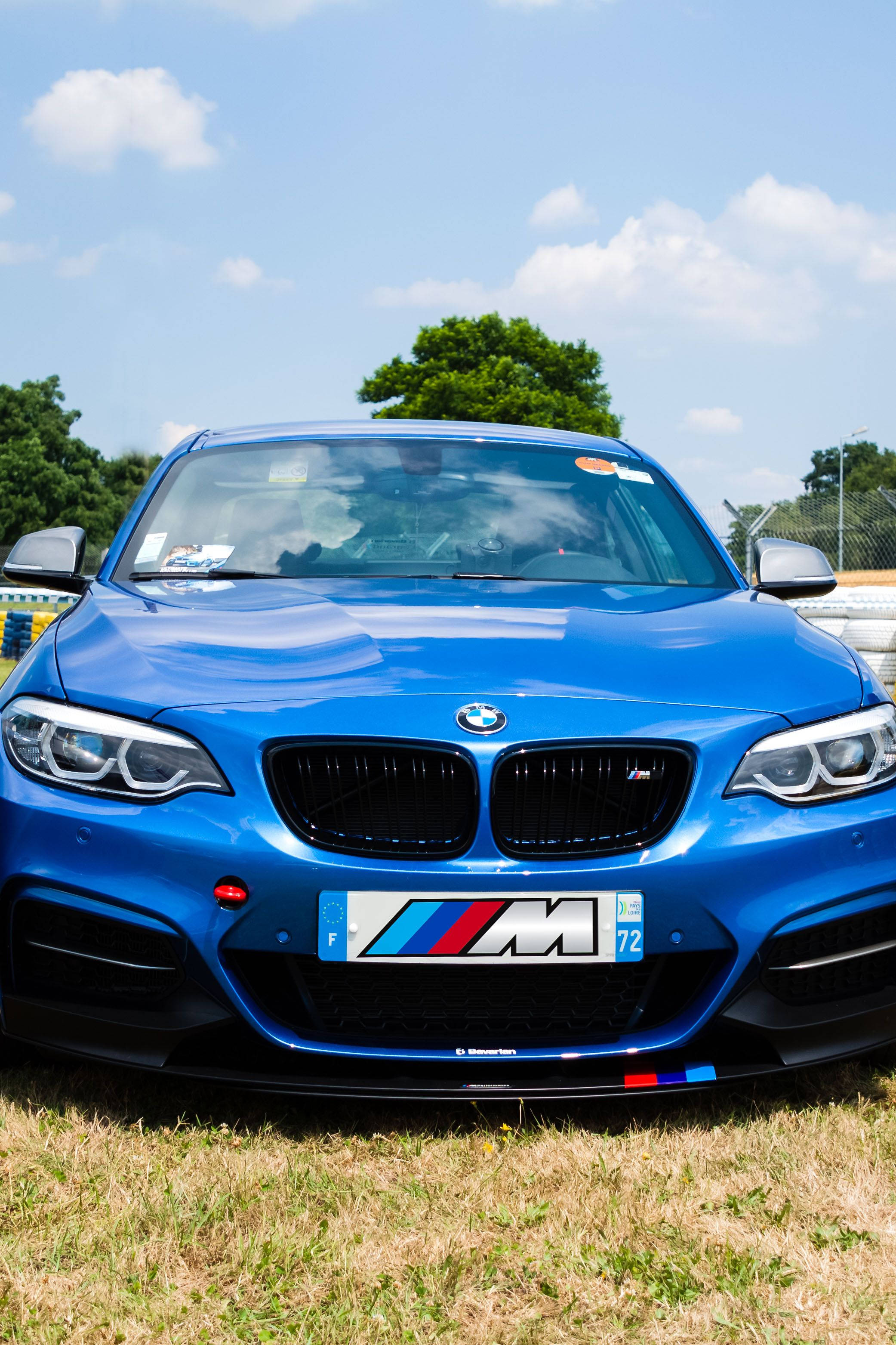 रेस ट्रैक पर खूबसूरत नीली BMW वॉलपेपर
