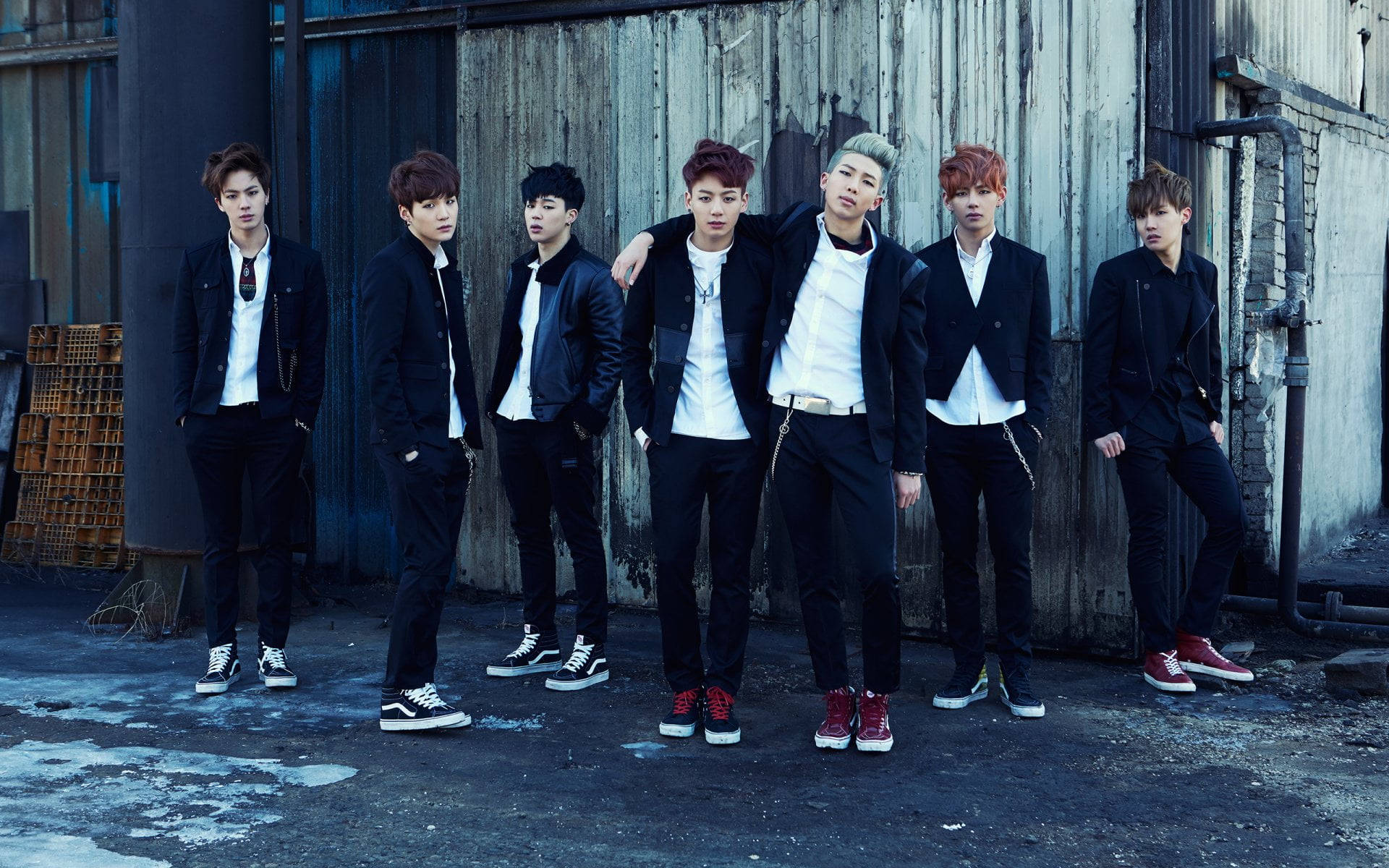 BTS समूह फोटो स्कूल लव अफेयर वॉलपेपर