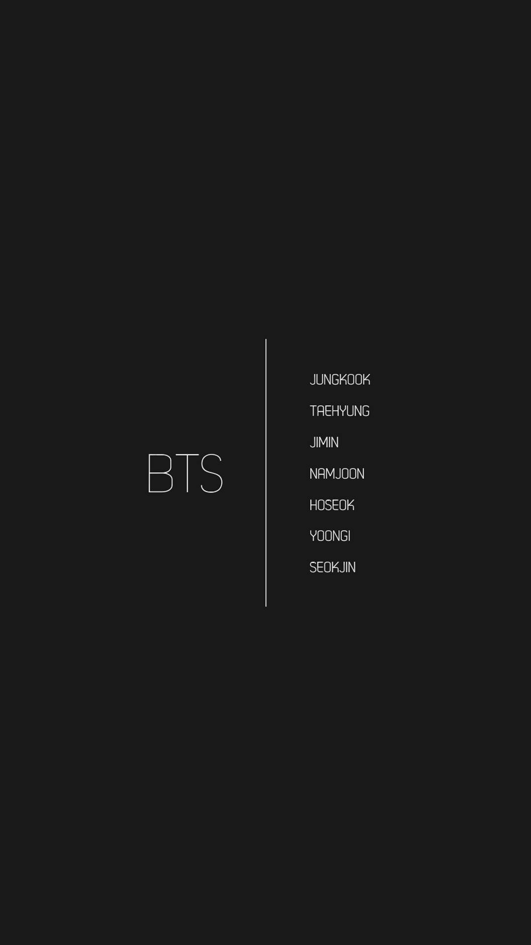 BTS सदस्यों के नाम टम्बलर एस्थेटिक वॉलपेपर