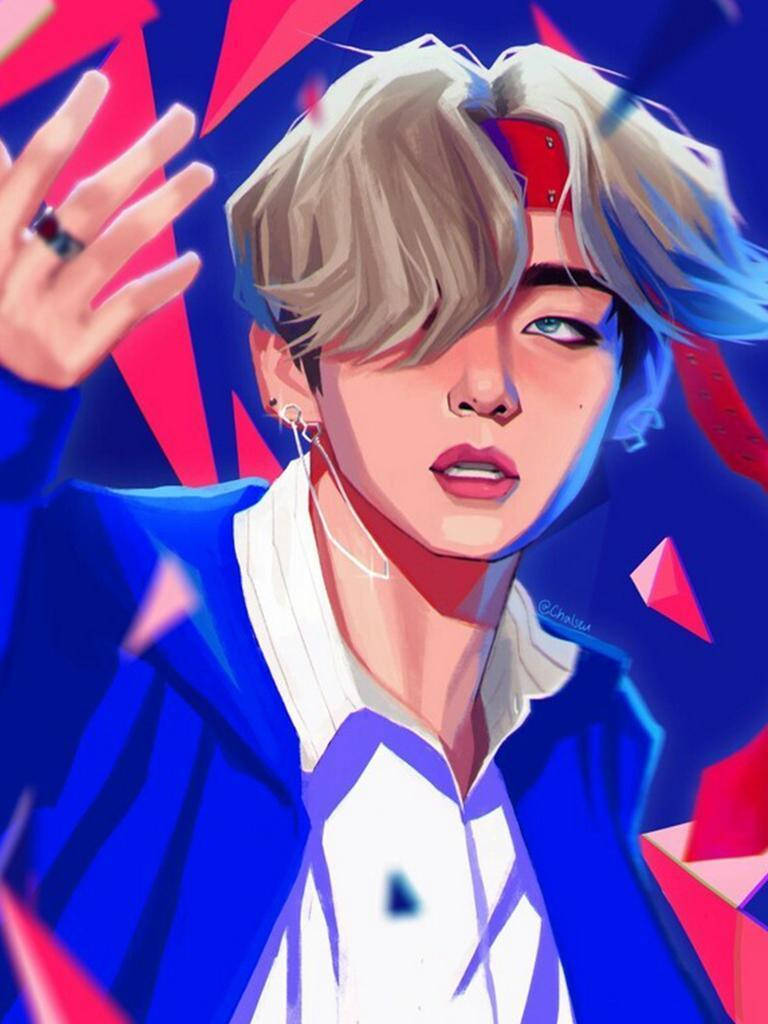 BTS Anime Taehyung वेक्टर आर्ट वॉलपेपर