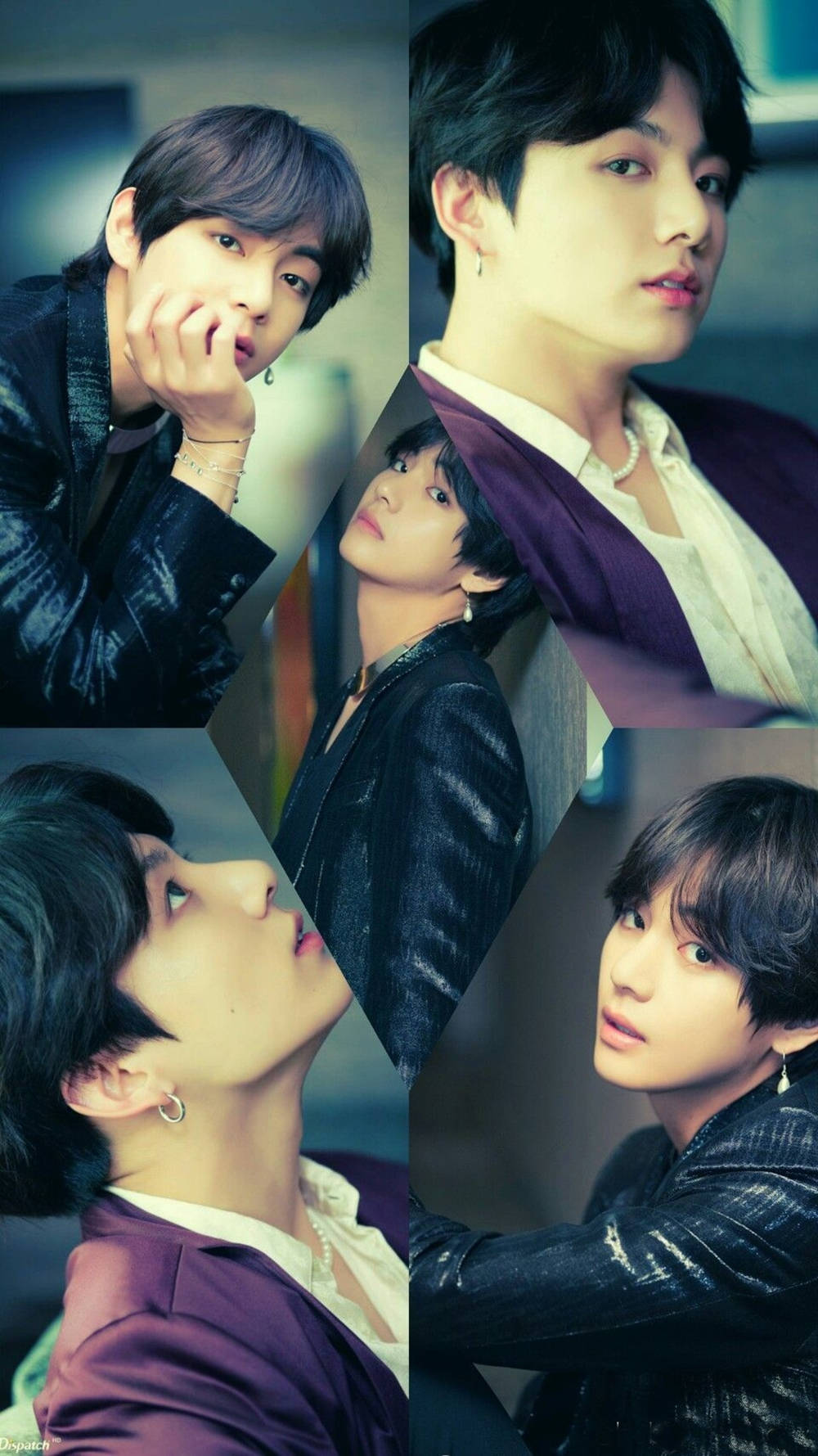 BTS JK और V कोलाज आर्ट वॉलपेपर