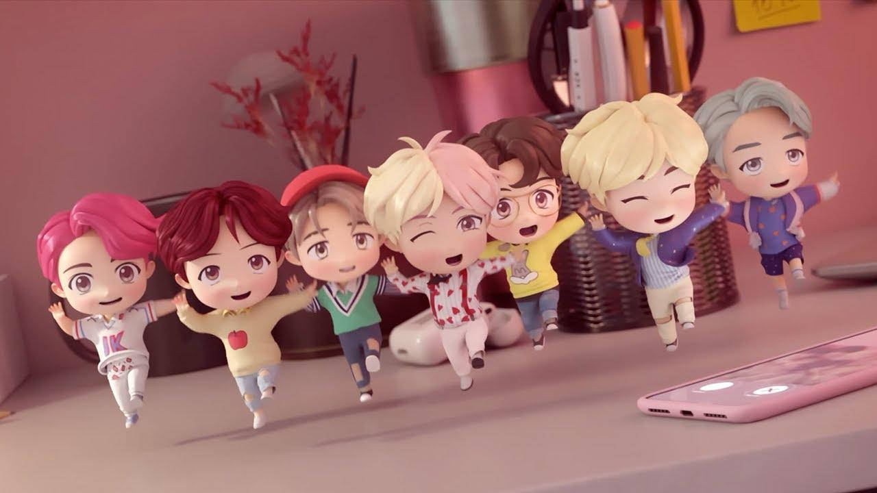 BTS TinyTAN पात्र नाचते हुए लैपटॉप वॉलपेपर