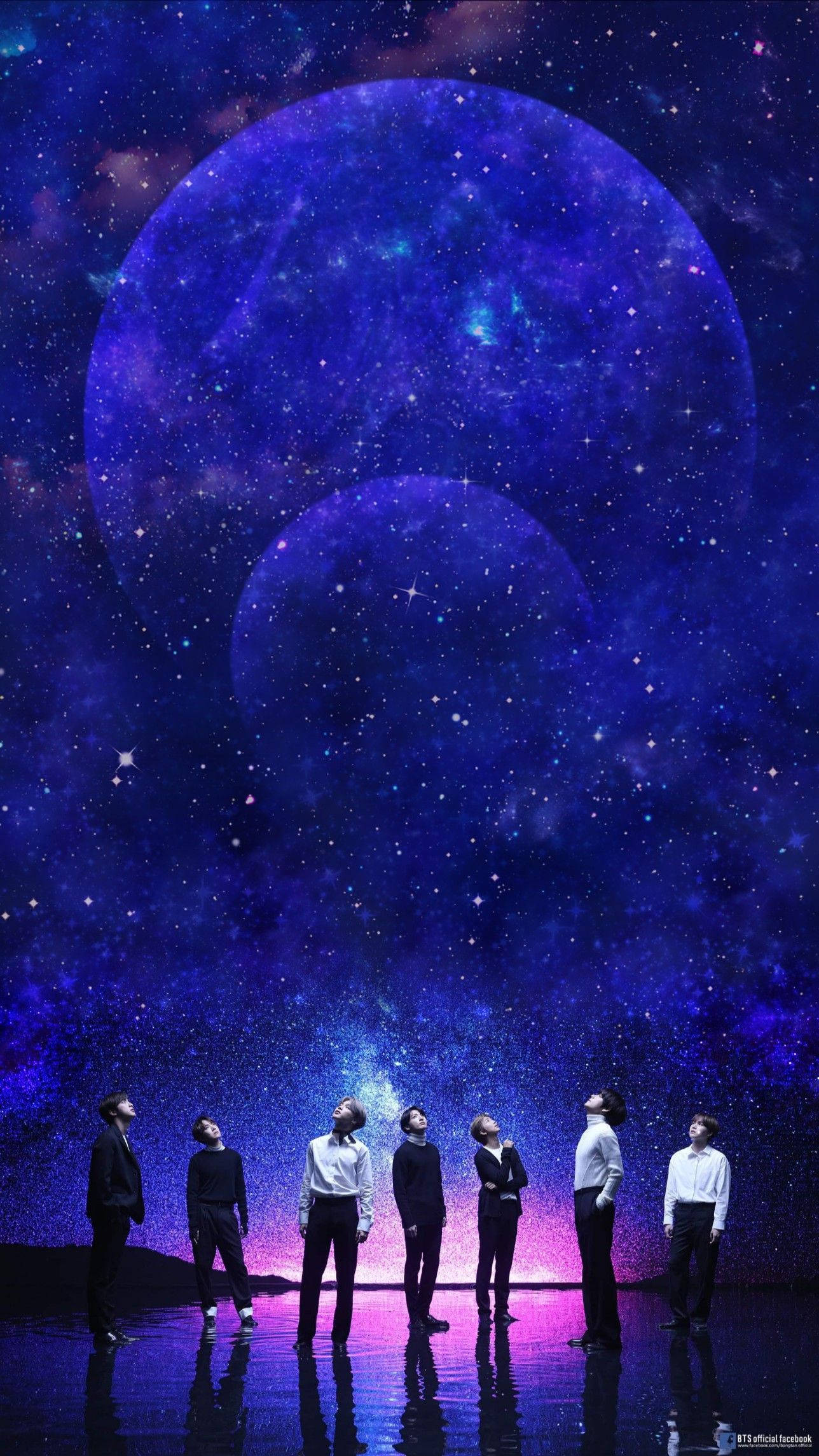 BTS चमकीले पेस्टल बैंगनी रंग पर वॉलपेपर