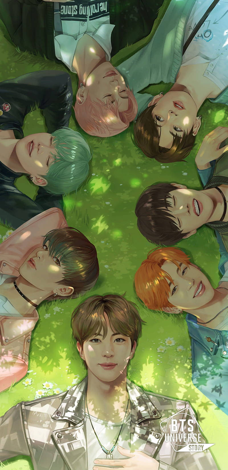 BTS एनीमे घास वॉलपेपर