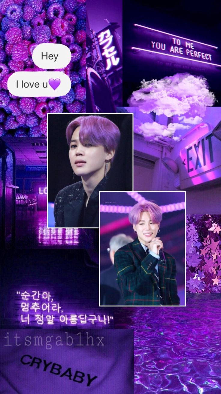 BTS एस्थेटिक जिमिन पर्पल फैनआर्ट वॉलपेपर