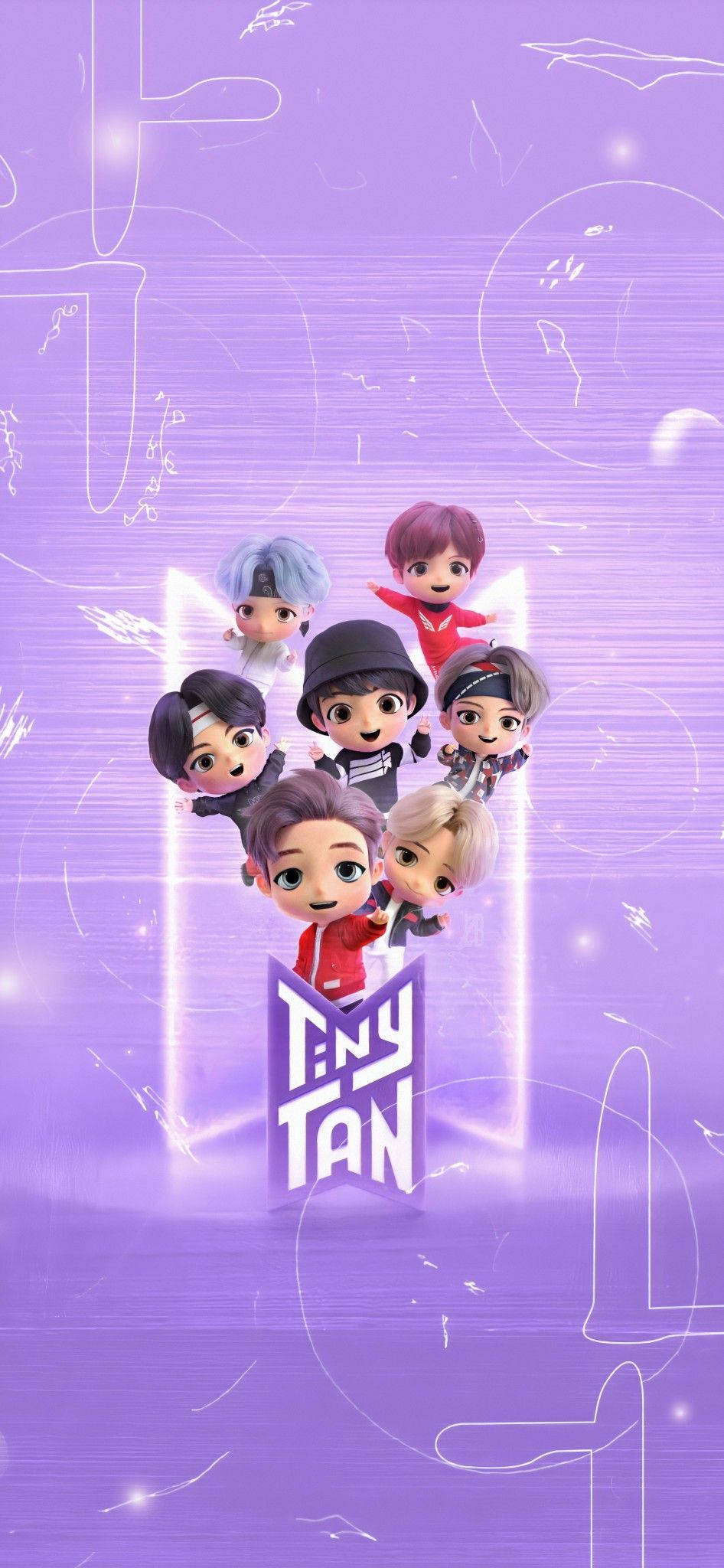 BTS टिनीटन पेस्टल बैंगनी चित्र वॉलपेपर