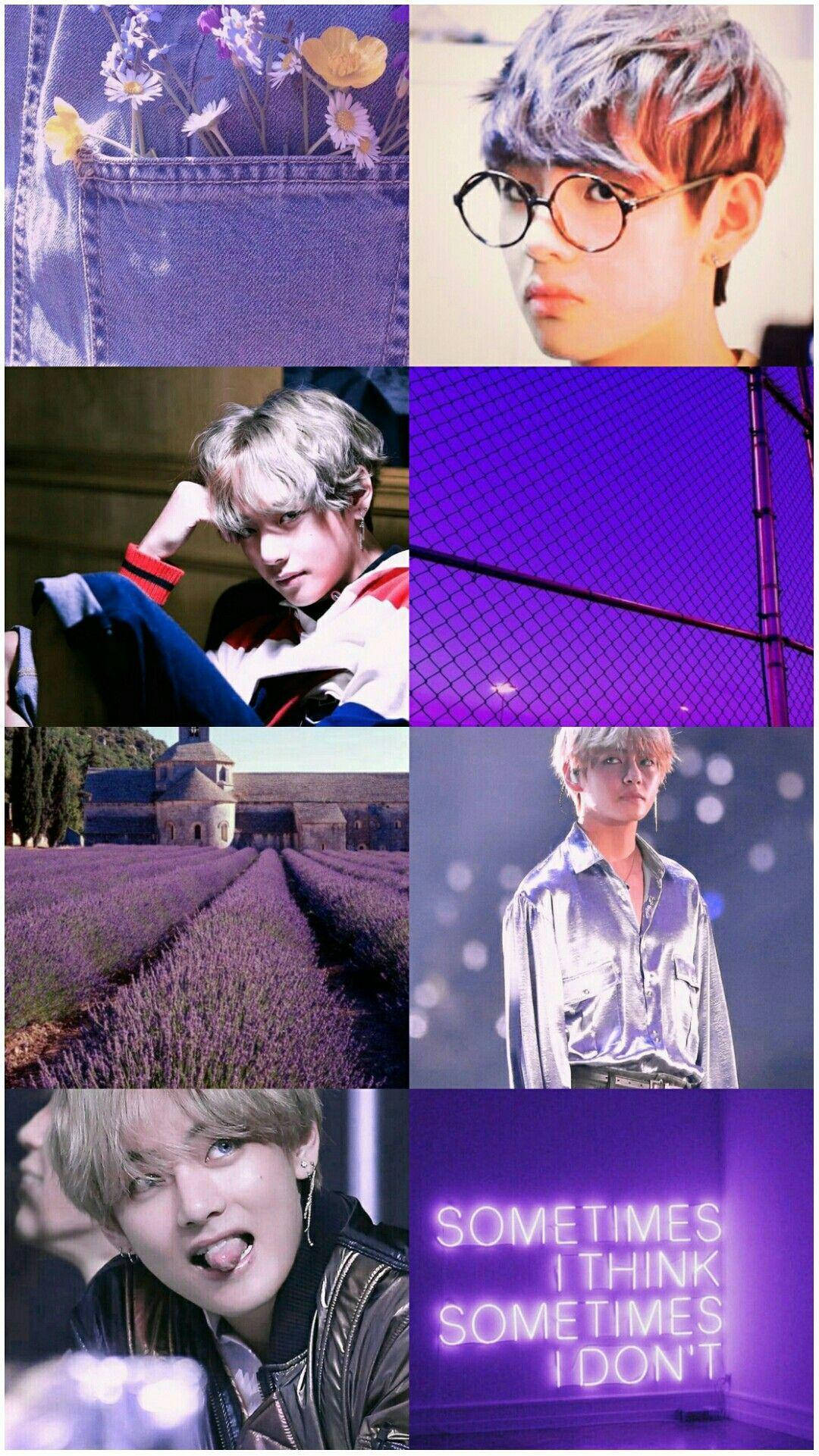 BTS सदस्य V पर्पल लाइट एस्थेटिक वॉलपेपर