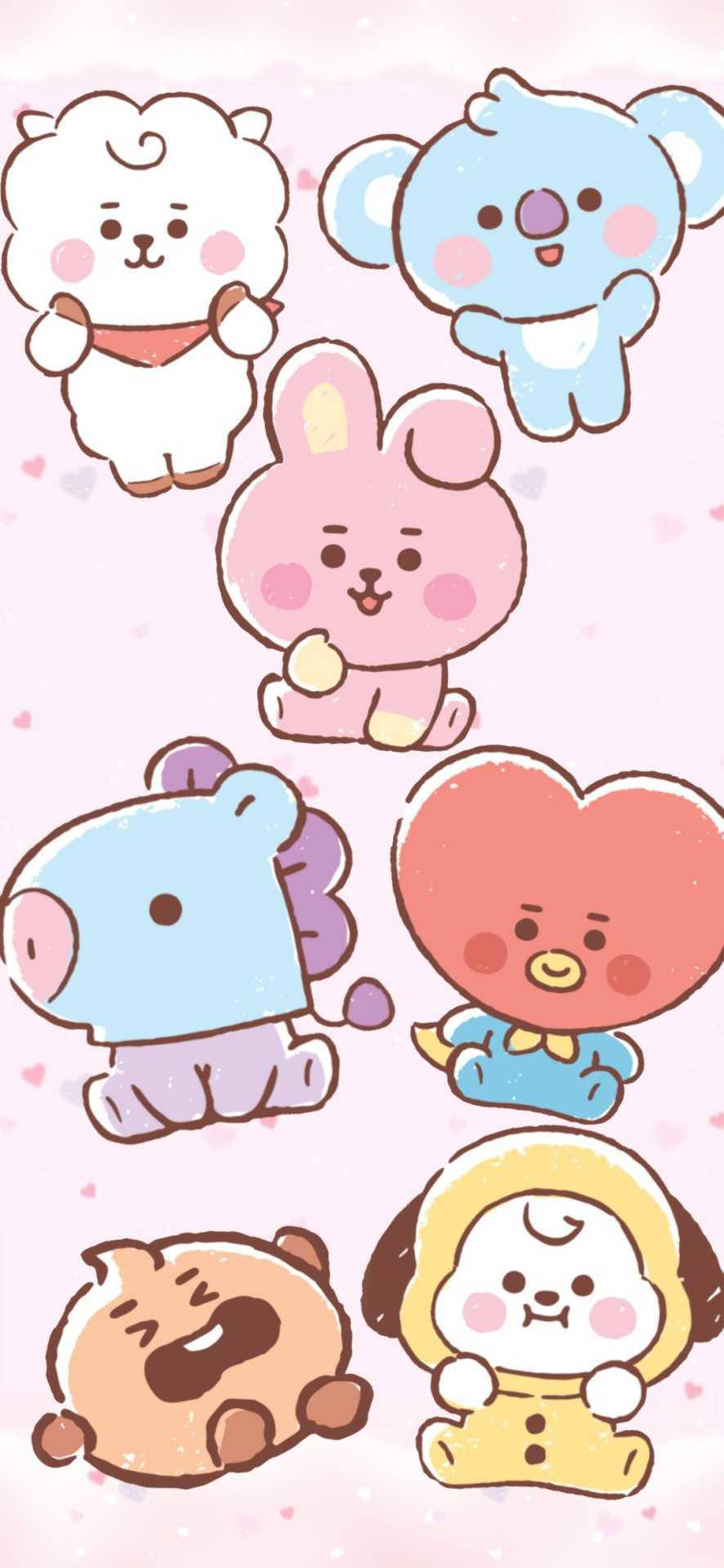 Cooky Bt21 Line Friends के साथ वॉलपेपर