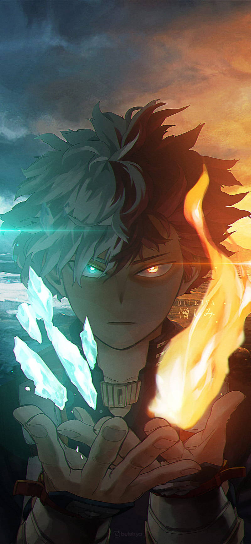 शीर्षक: तीव्र शक्ति त्रिगुट: Deku, Todoroki और Bakugou वॉलपेपर