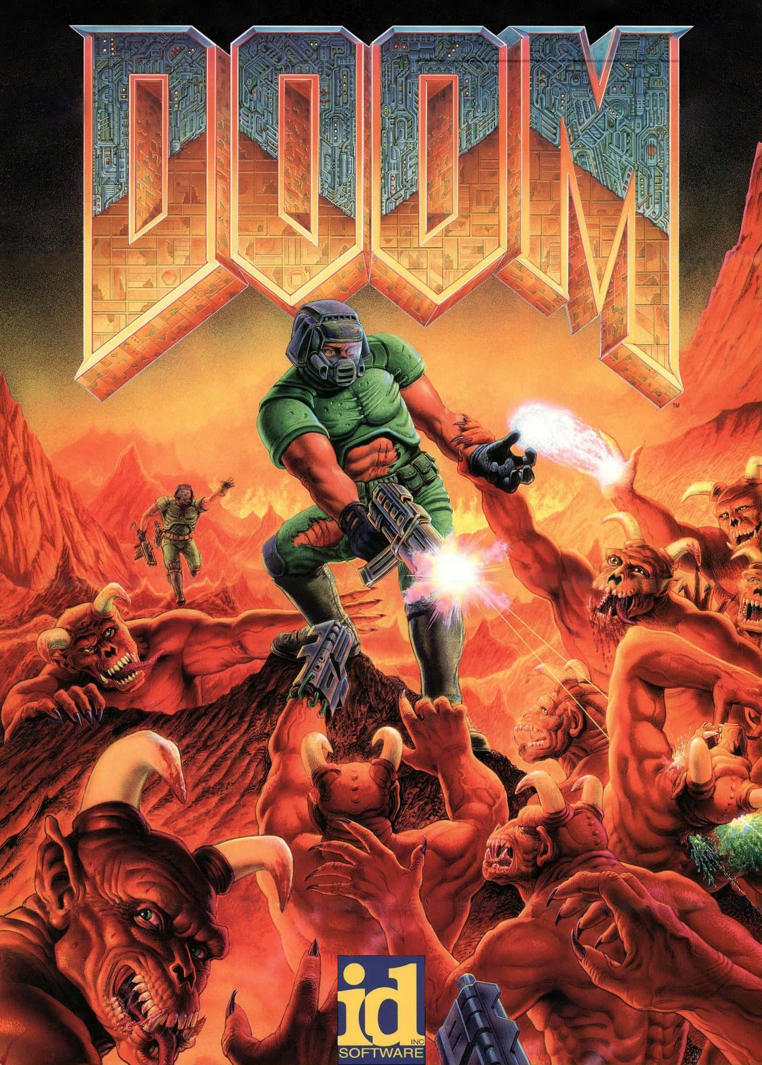 Doom Guy राक्षस से लड़ता हुआ Pixel 3xl Doom Eternal बैकग्राउंड वॉलपेपर