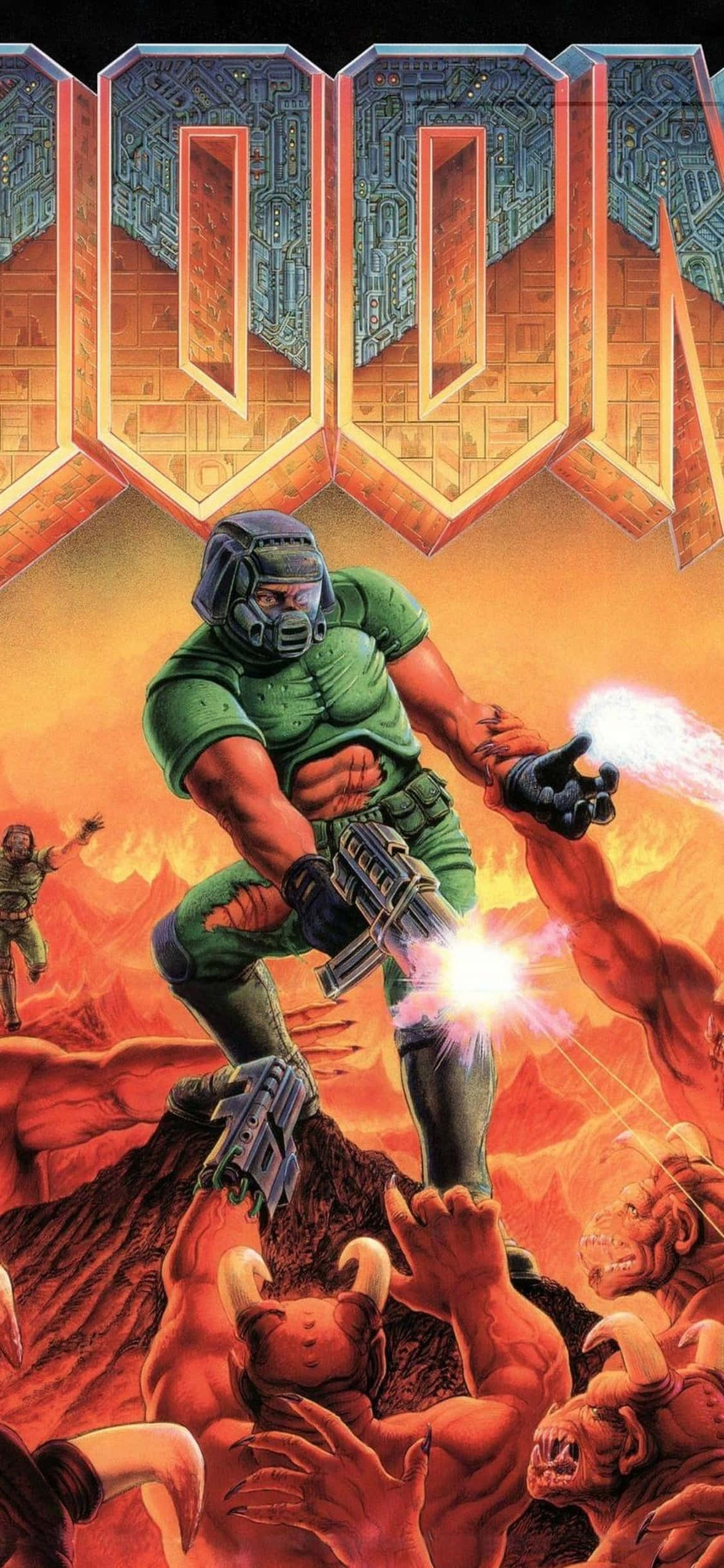 Doom हथियार राक्षस iPhone Xs पृष्ठभूमि वॉलपेपर